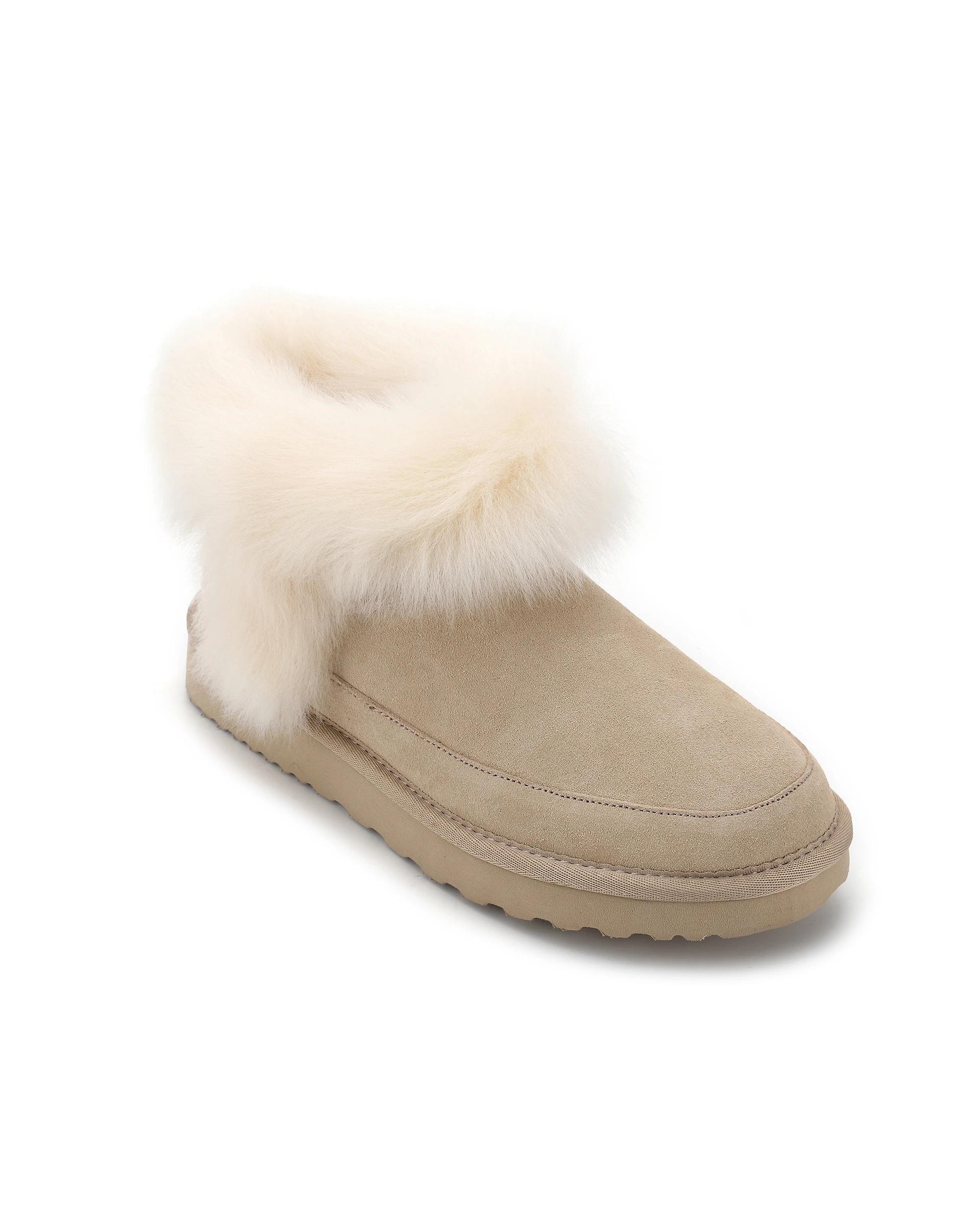 1 AUS WOOLI Luxe Sheepskin Wool-Trim Ankle UGG Boots SAND, 1 of 6