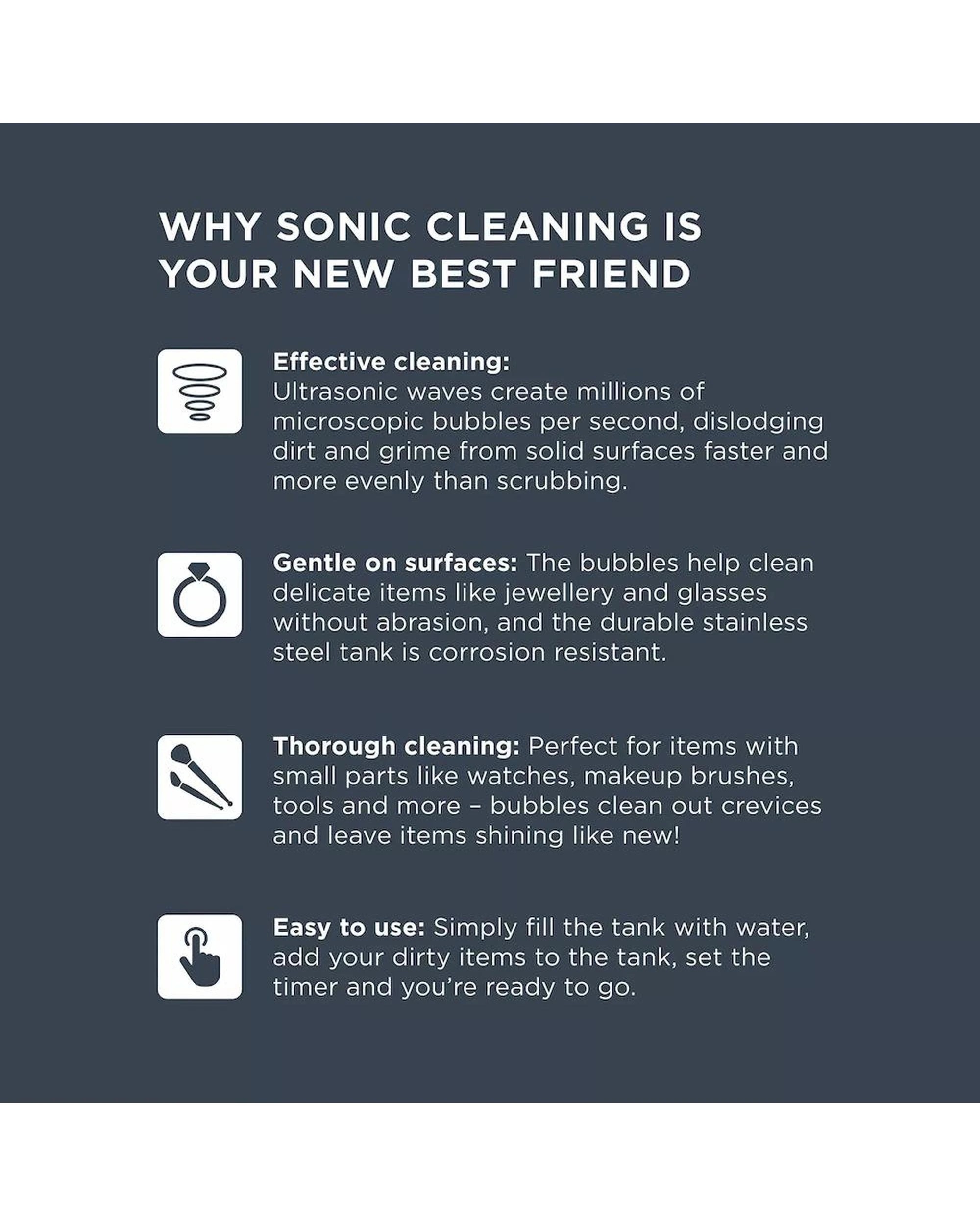 9 Davis & Waddell Electric Ultrasonic MultiPurpose Jewellery Cleaner 400ml  White - White, 9 of 9