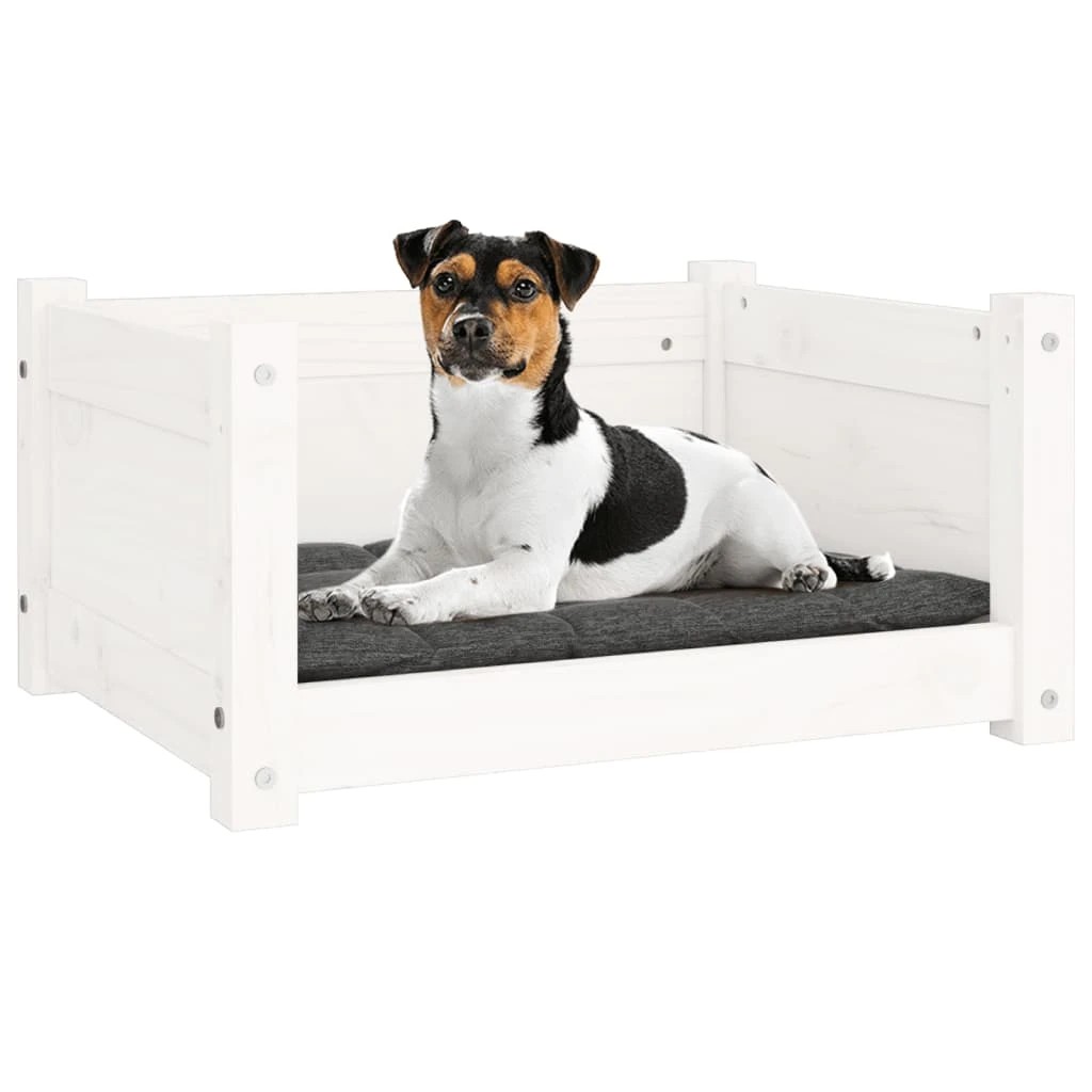 2 vidaXL Dog Bed Pine Wood - White, 2 of 6