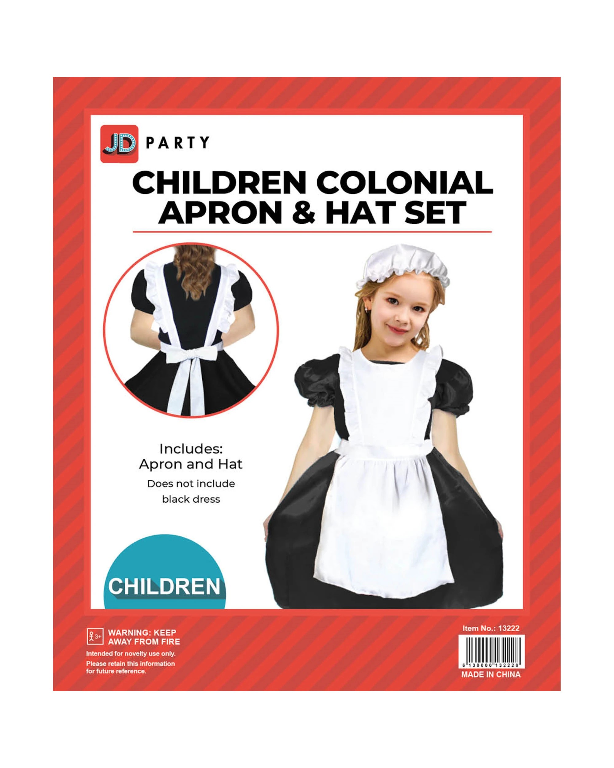 2 Partyrama Colonial Girls Apron and Hat Set - Child - White, 2 of 2