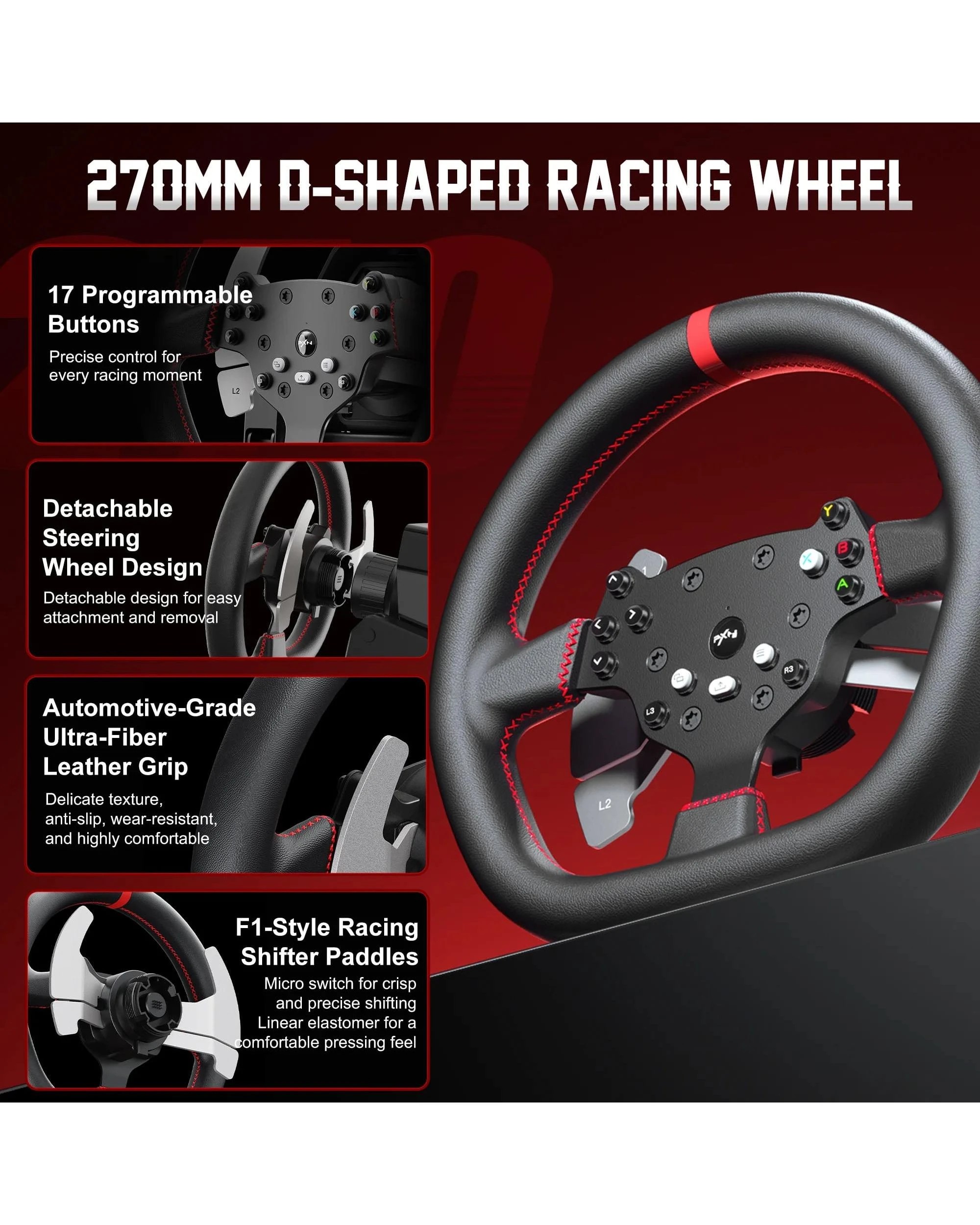 4 PXN V10 Ultra Racing Steering Wheel, 4 of 6