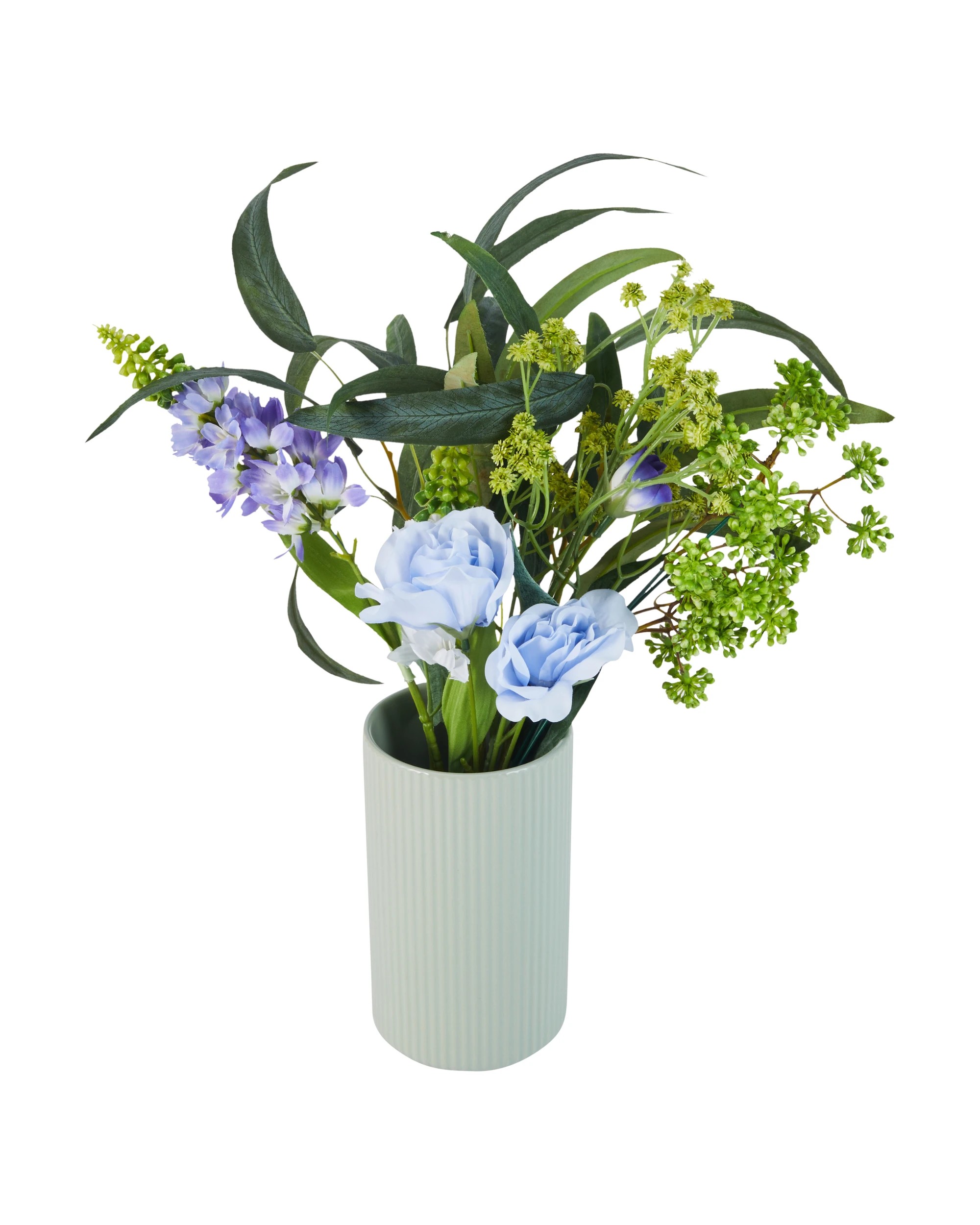 2 Artificial Lilac Flowers in Sage Vase, 2 of 5