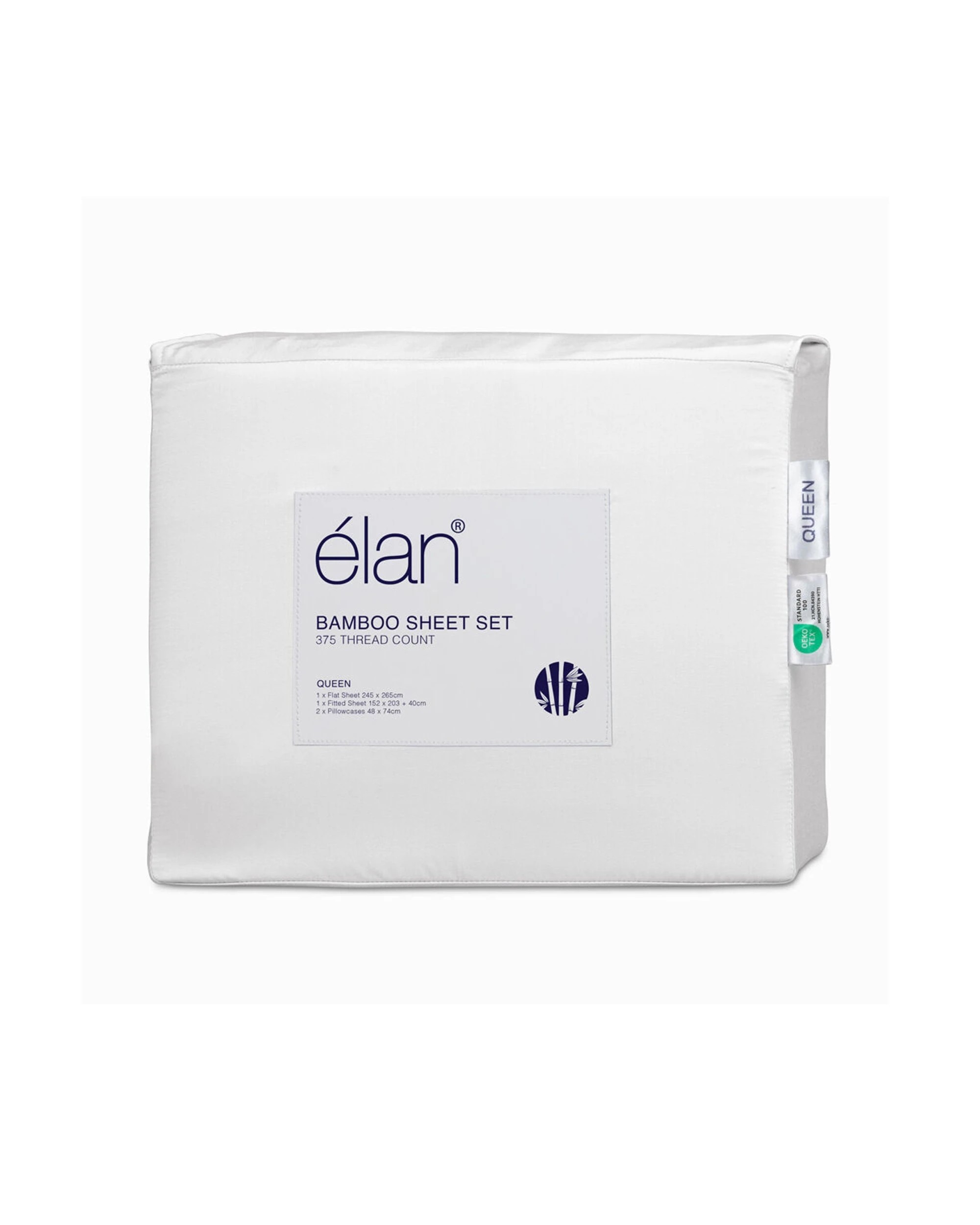 4 Elan Innovations Rayon From Bamboo Bed Set With Flat Sheet - Queen Bed - White, 4 of 4