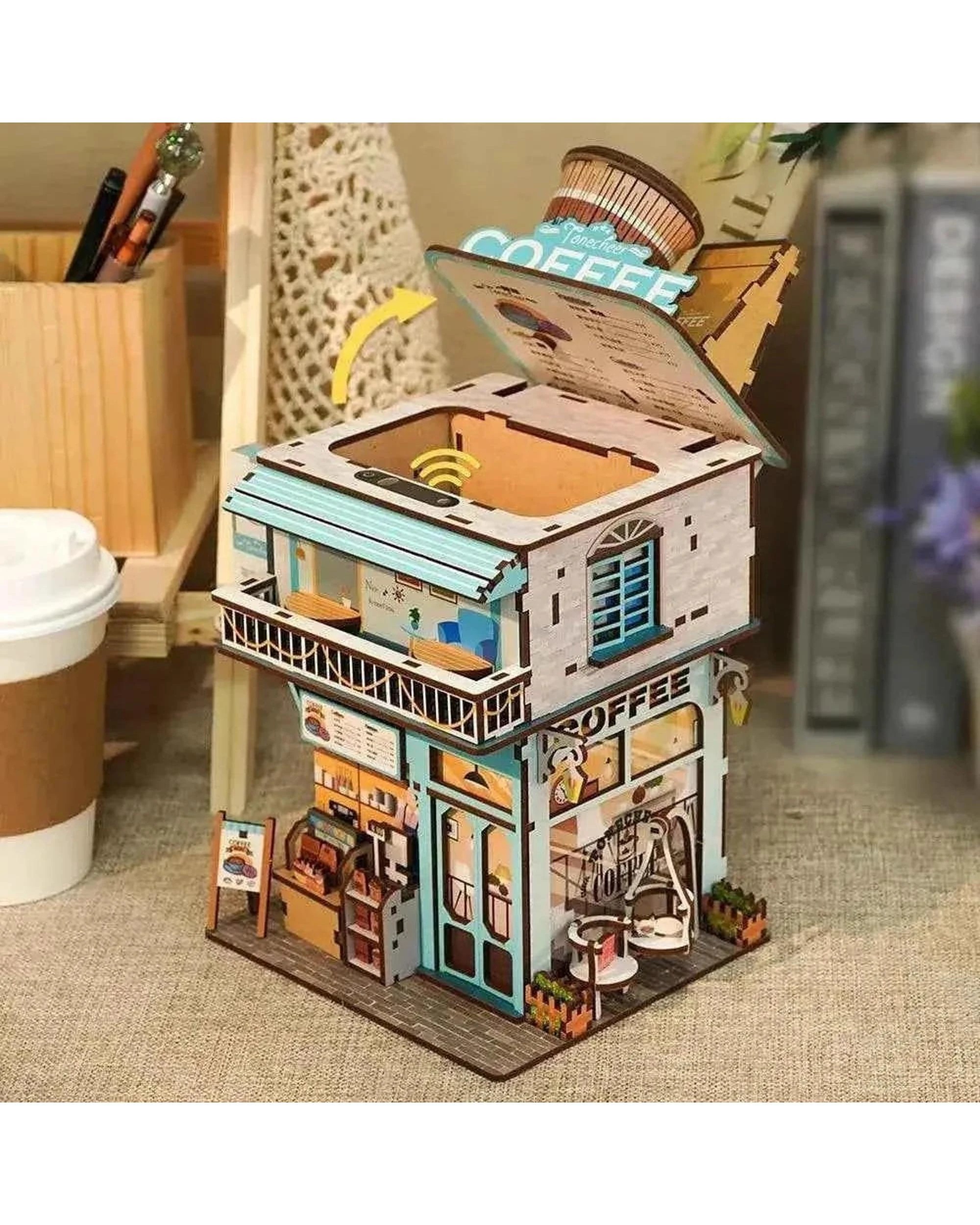 4 Tonecheer Cape Coffee Shop Desktop Storage 3D Puzzle Model Kit, 4 of 4