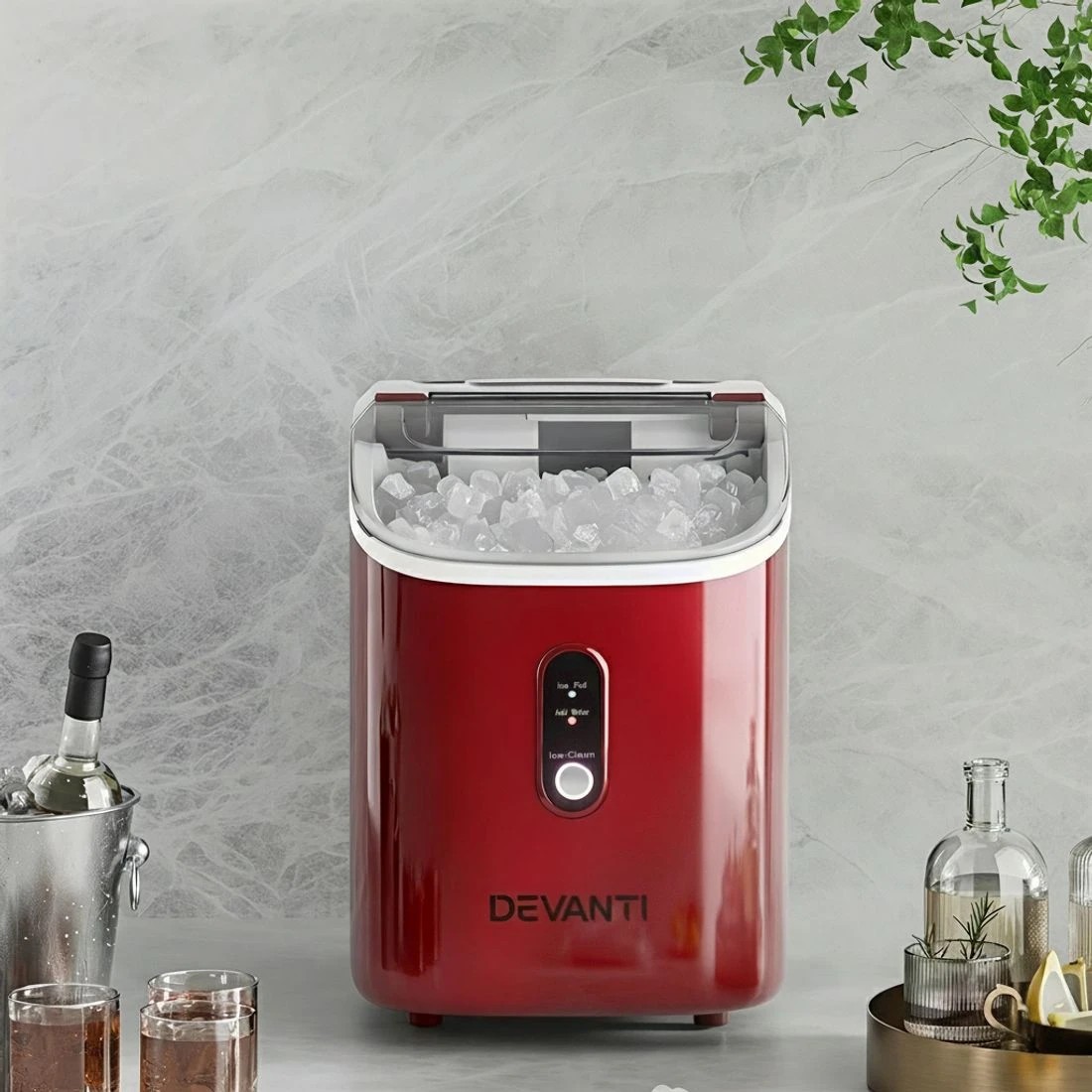 6 Devanti Ice Maker Machine 15kg Nugget Chewable Ice Cube - Red, 6 of 9