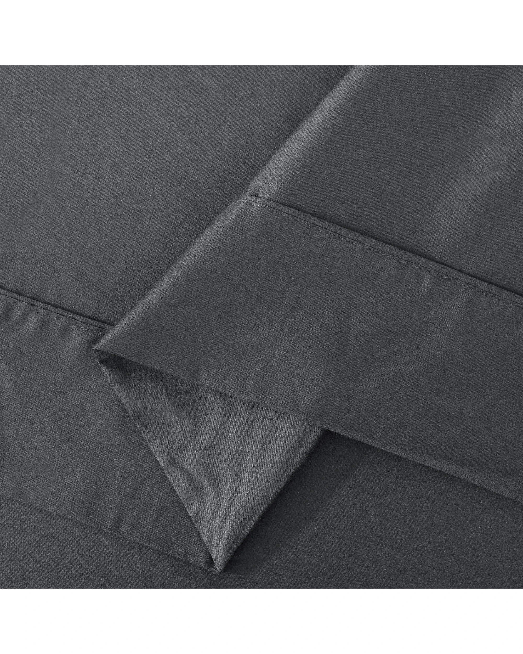 4 ESSN 500TC Cotton Sateen Flat Sheet - Queen Bed - Charcoal, 4 of 5