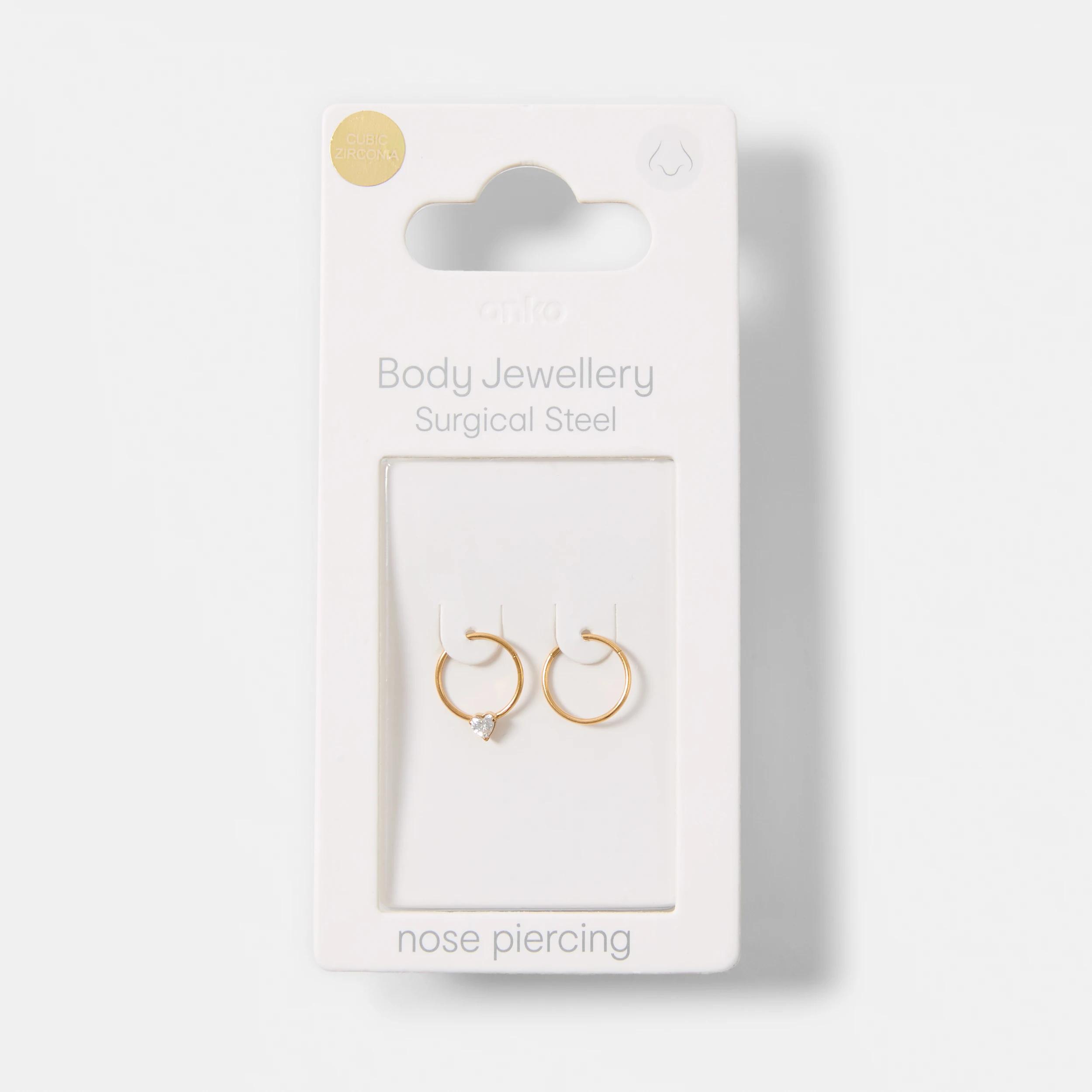 3 2 Pack Cubic Zirconia Nose Ring - Gold Tone GOLD, 3 of 3