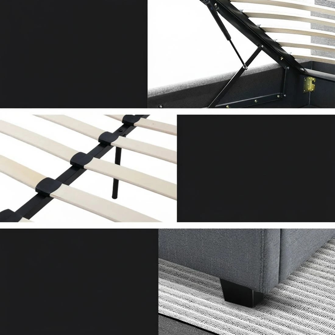 6 Artiss Bed Frame King Single Size Gas Lift  VILA - Grey, 6 of 10