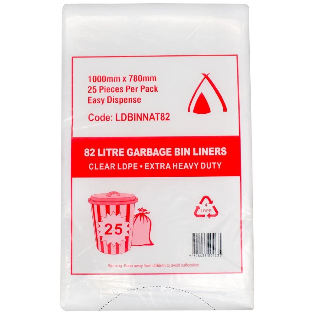 1 Huhtamaki X Heavy Duty Bin Liners 82L 25 Pack Clear, 1 of 1