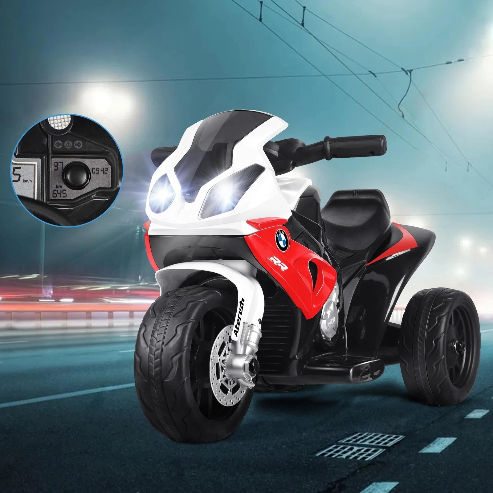 3 BMW Kids Ride On Car Motorbike S1000RR Licensed Electric Toys Police Bike - White Red, 3 of 8