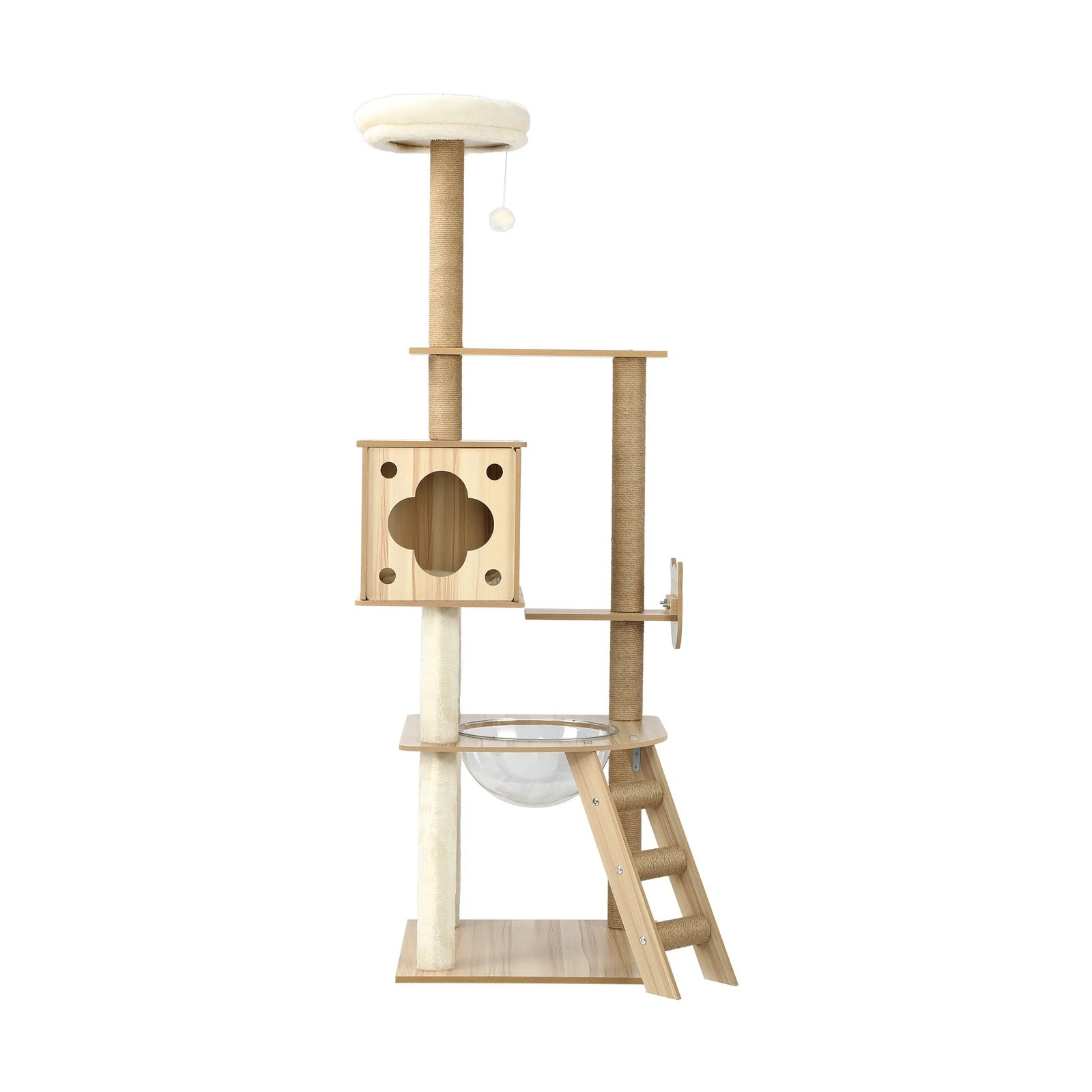 4 Alopet Cat Tree Scratching Post Scratcher Tower Wood Condo House Beds Furniture
 - Natural, 4 of 7