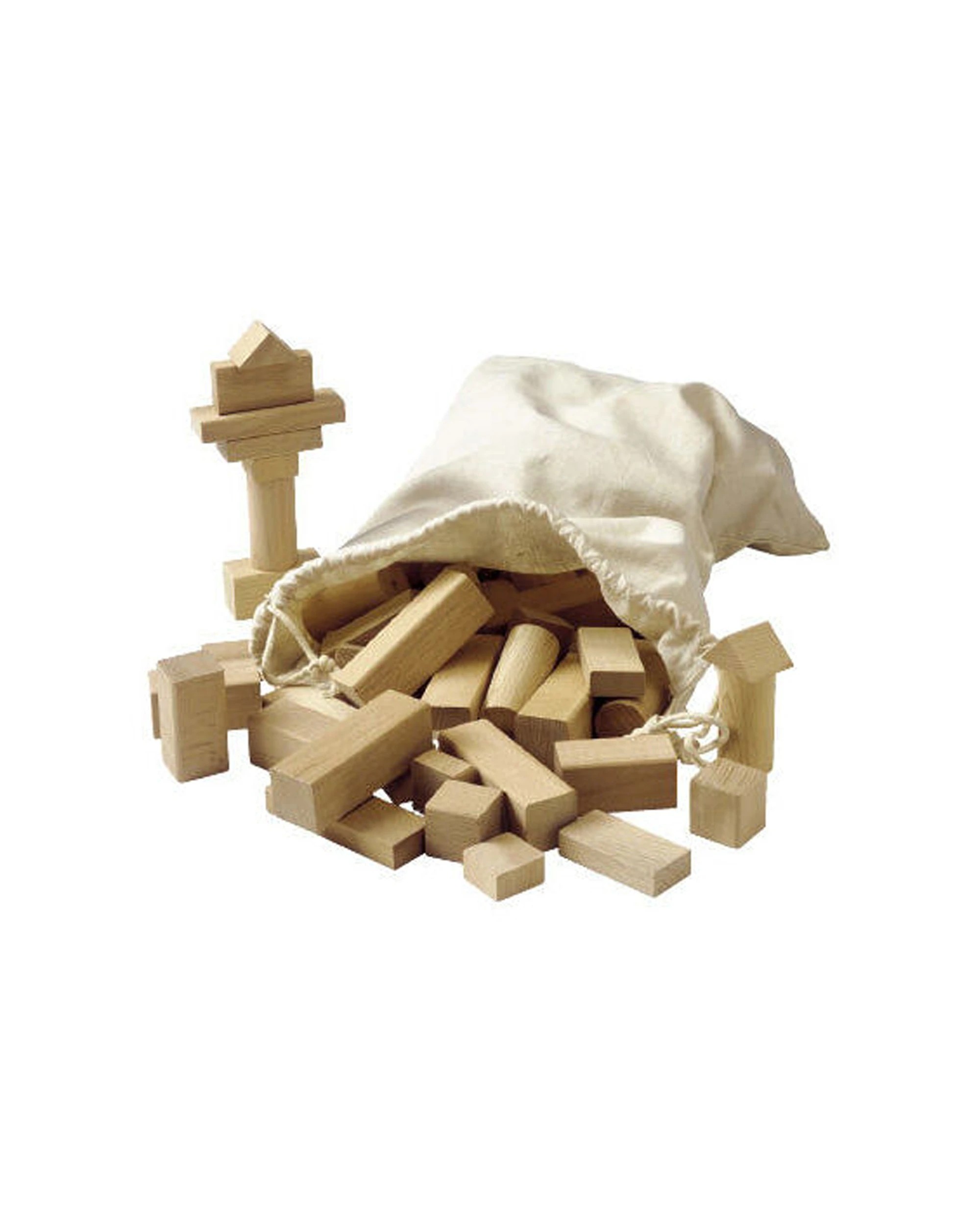 2 EDUCO Building Blocks 100 Piece Set Solid Wood Cloth Bag Kids Age 3 Years - Brown, 2 of 3
