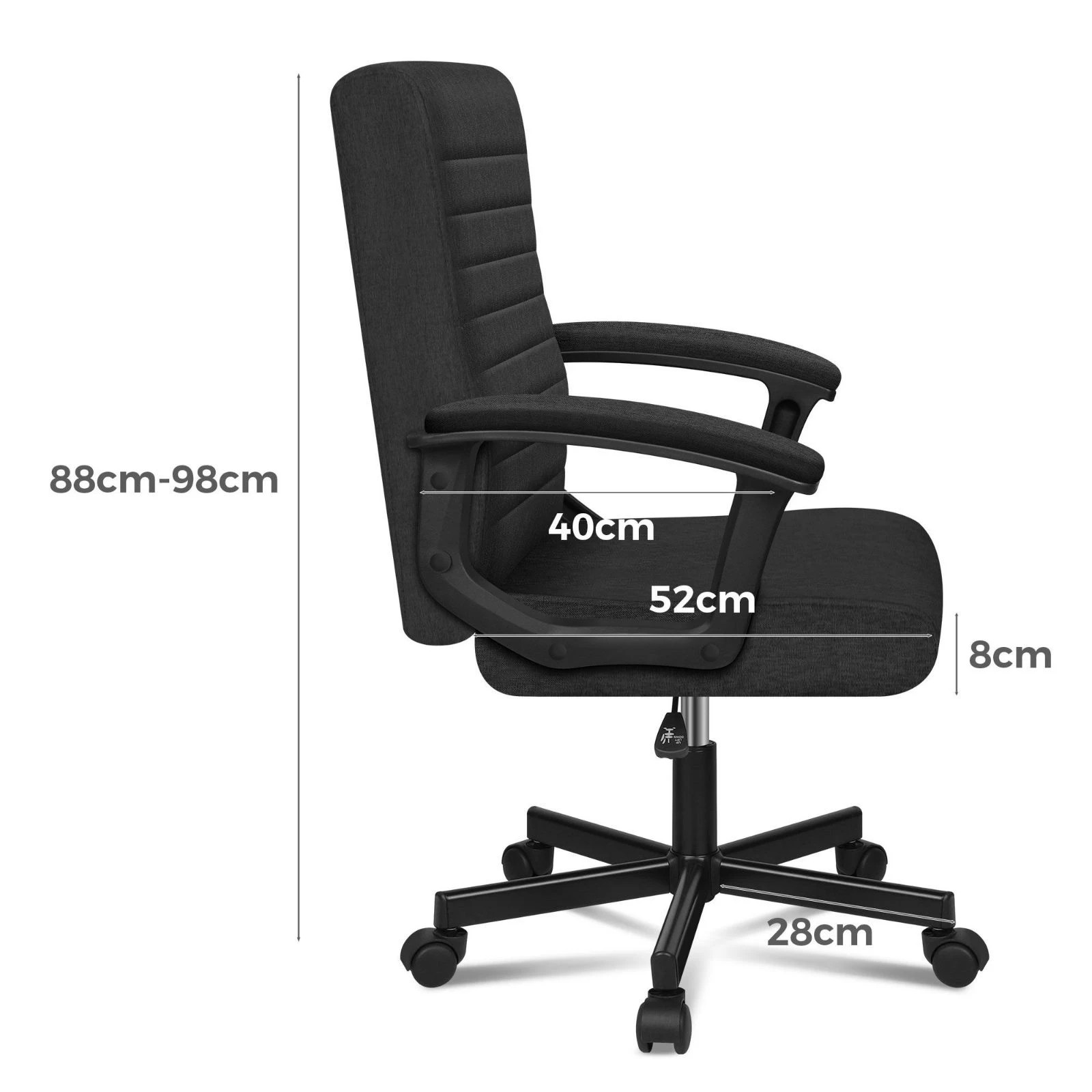 8 Alfordson Office Chair Executive Computer Seat Work Gaming Mid Back Fabric - Black, 8 of 9