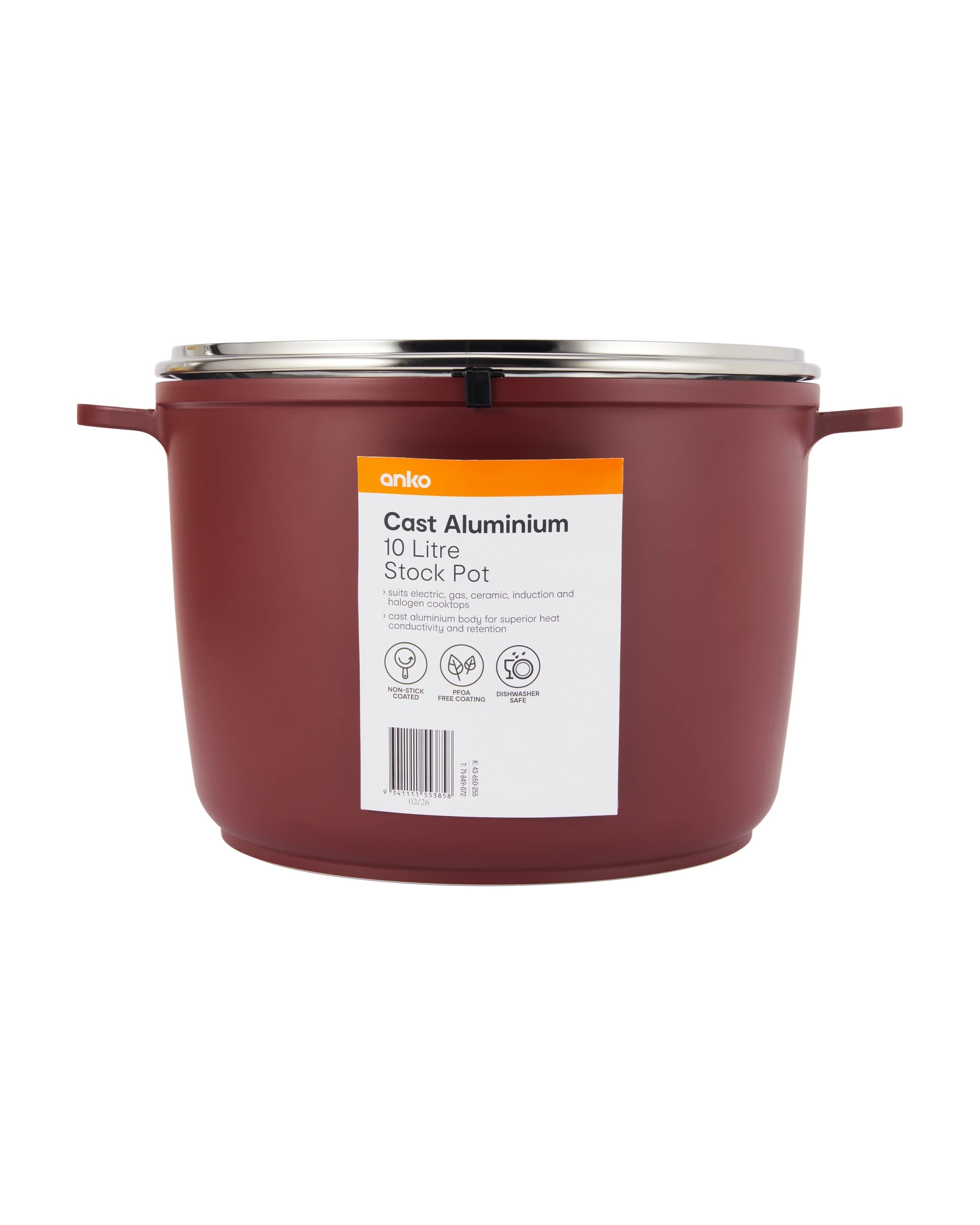6 10L Cast Aluminium Stock Pot - Red, 6 of 6