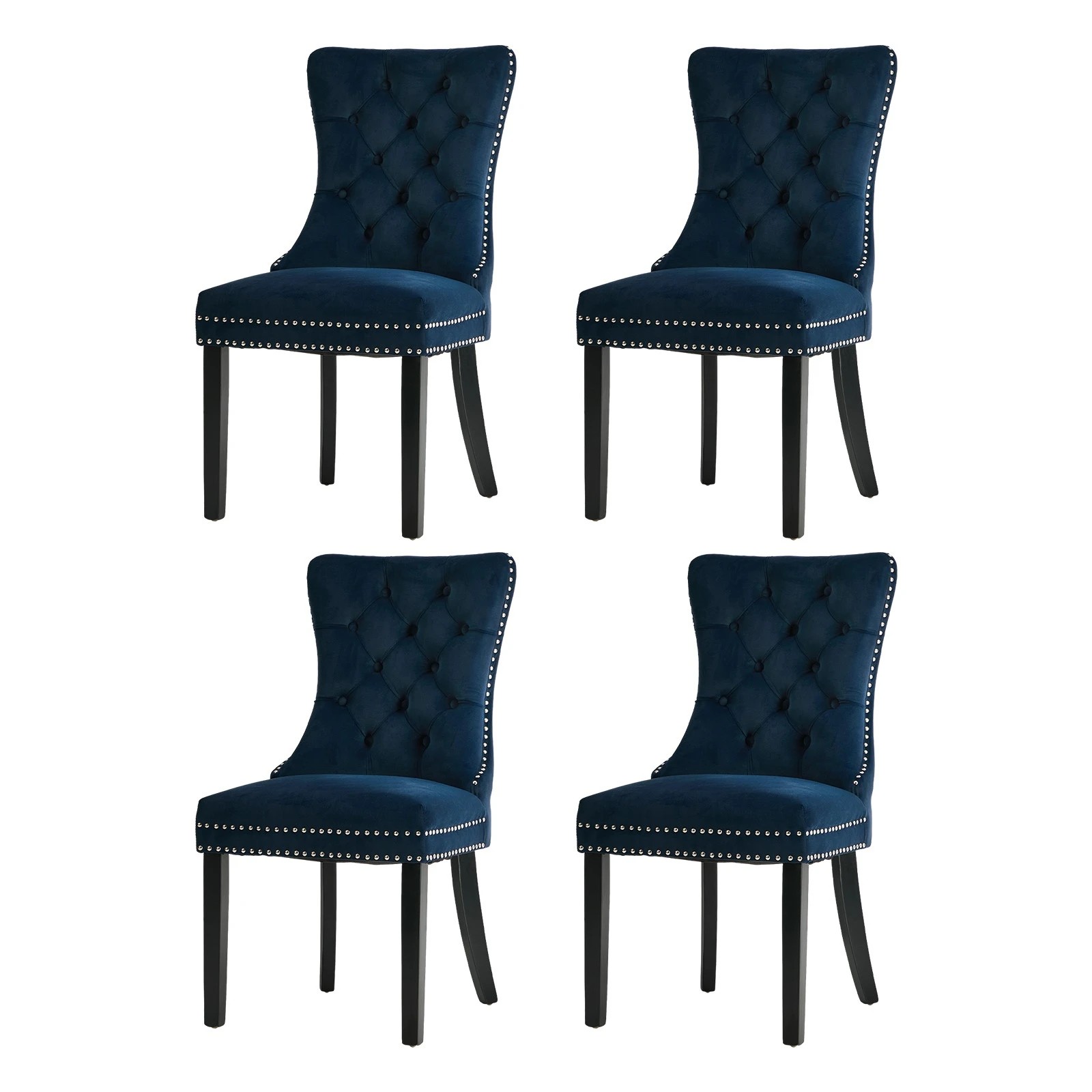 1 Oikiture 4x Velvet Dining Chairs Upholstered French Provincial Tufted - Blue, 1 of 10