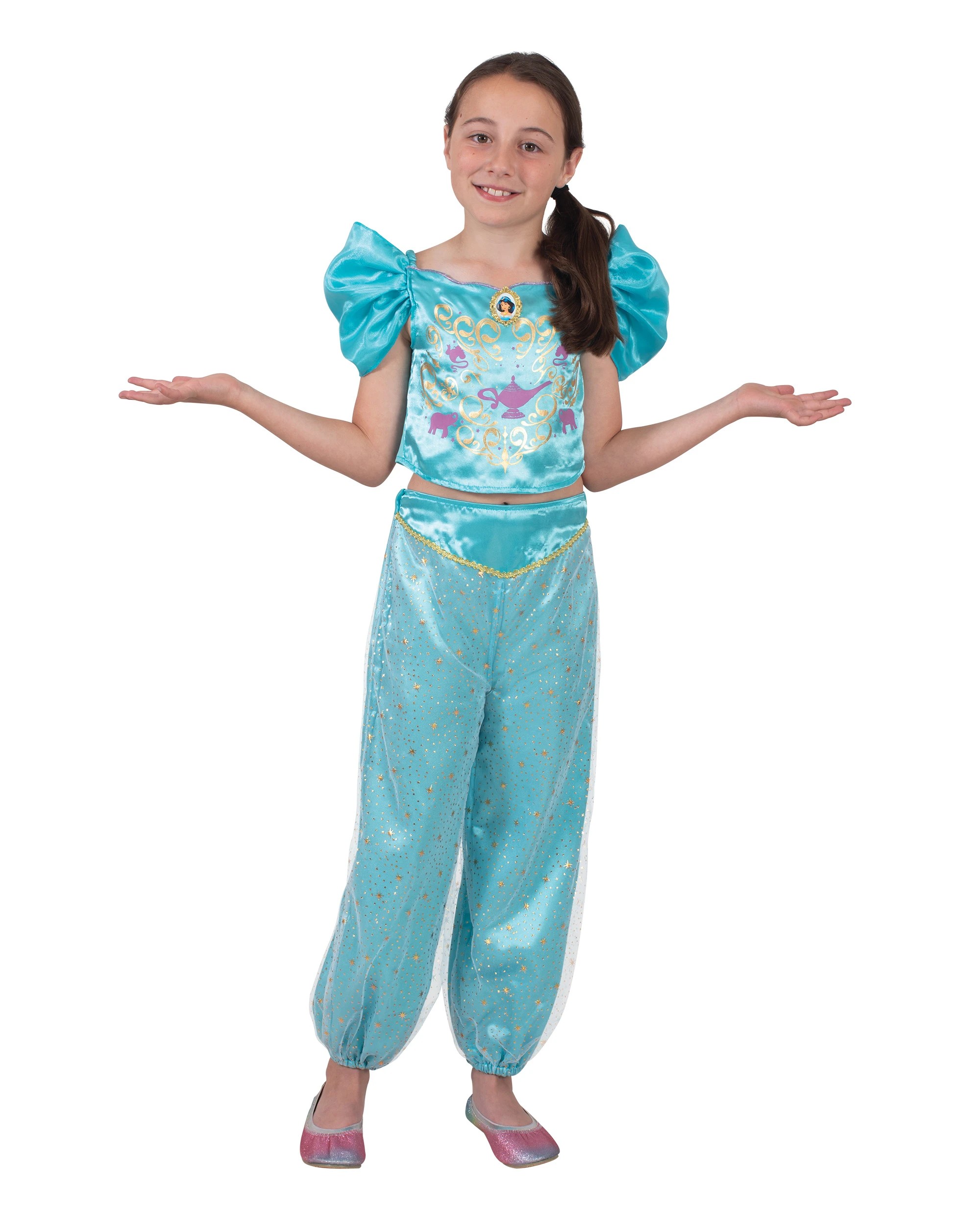 1 Disney Princess Jasmine Deluxe Kids Costume - Size 3 - 5yrs - Blue, 1 of 4