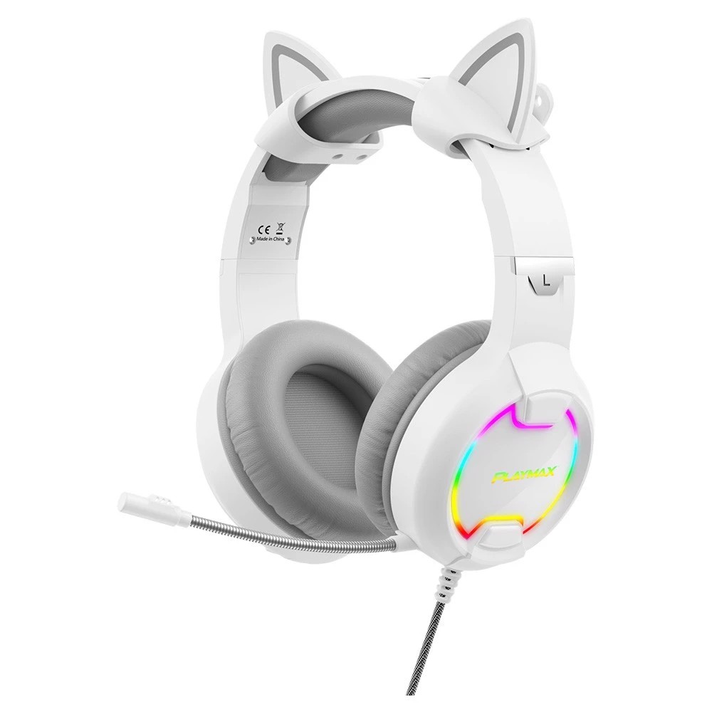 1 Playmax Cat Gaming Headset - White
 - White, 1 of 3