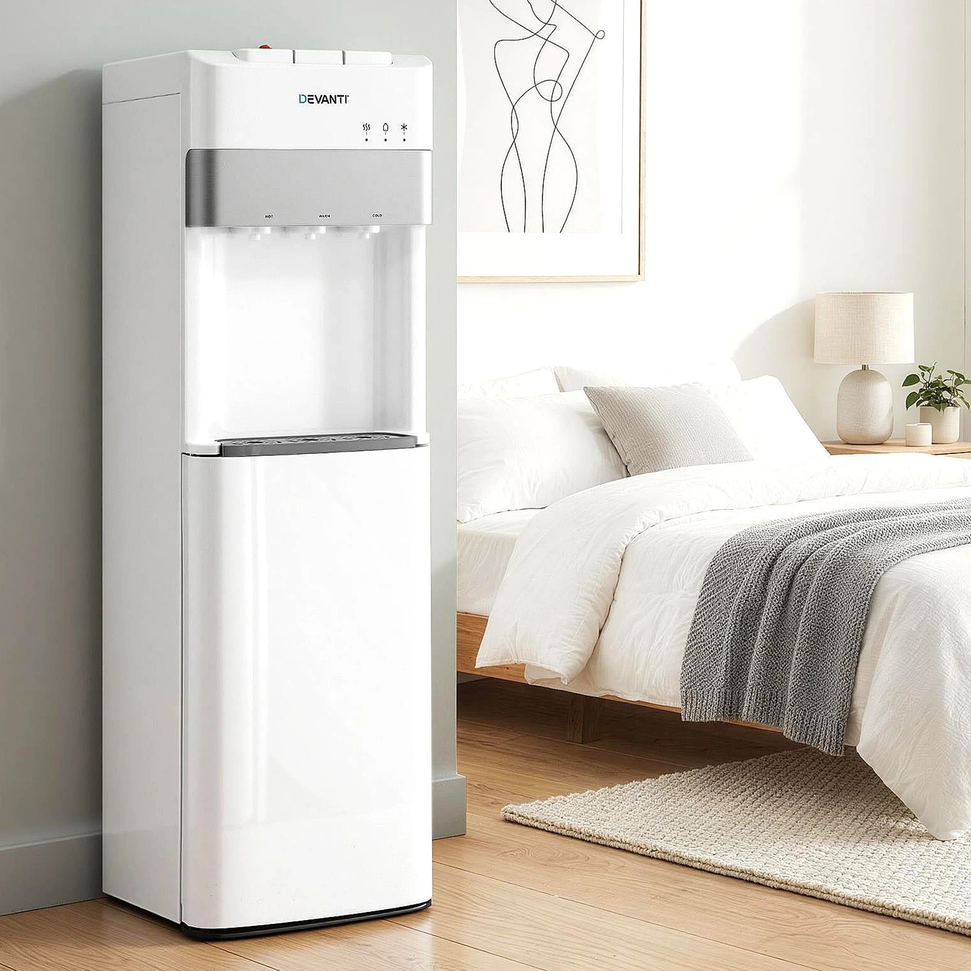 6 Devanti 3 Taps Water Cooler Dispenser Bottom Loading Dispenser Chiller Filter - White, 6 of 9