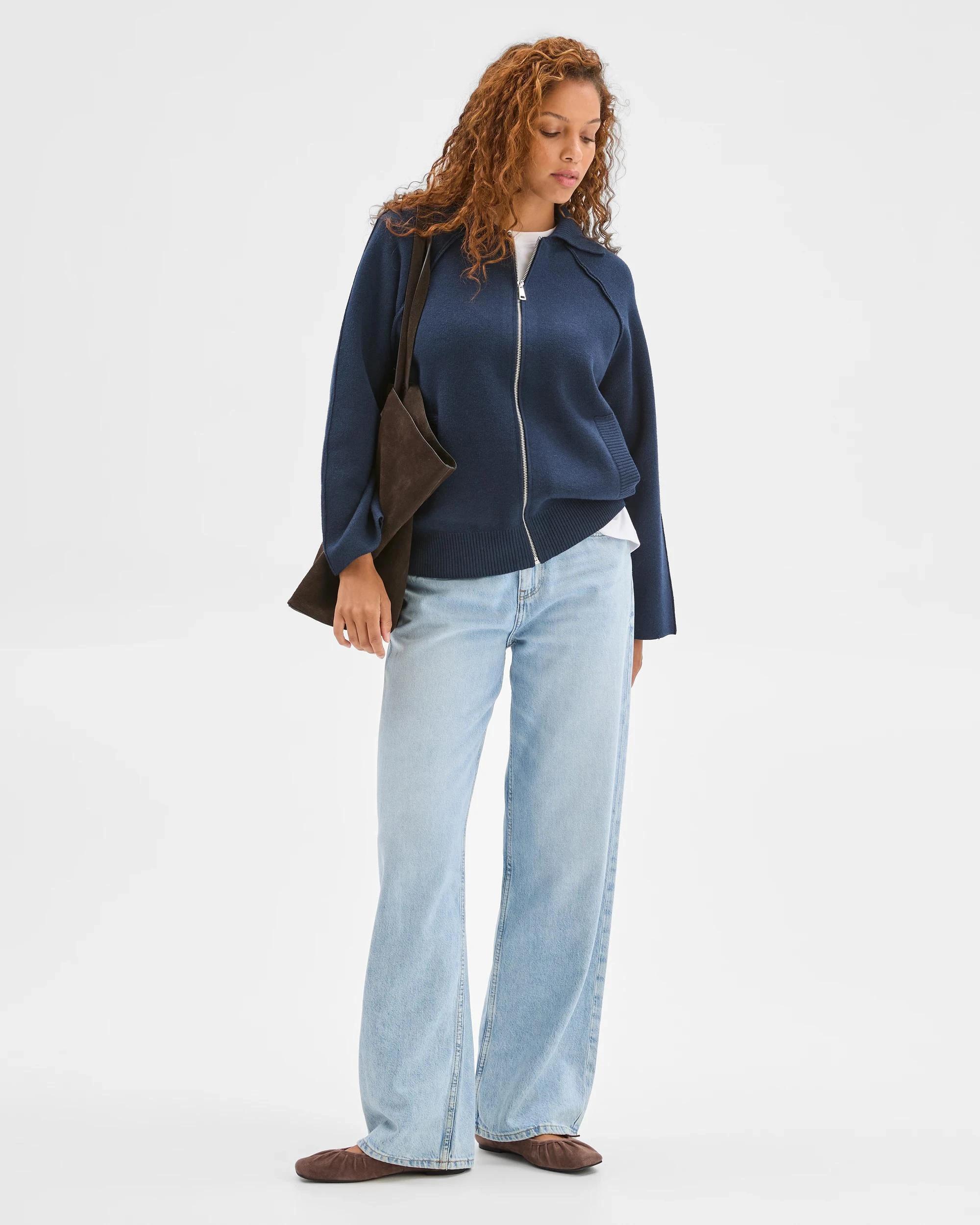 4 Target Woman Zip Through Knit Bomber Cardigan NAVY MARLE, 4 of 7