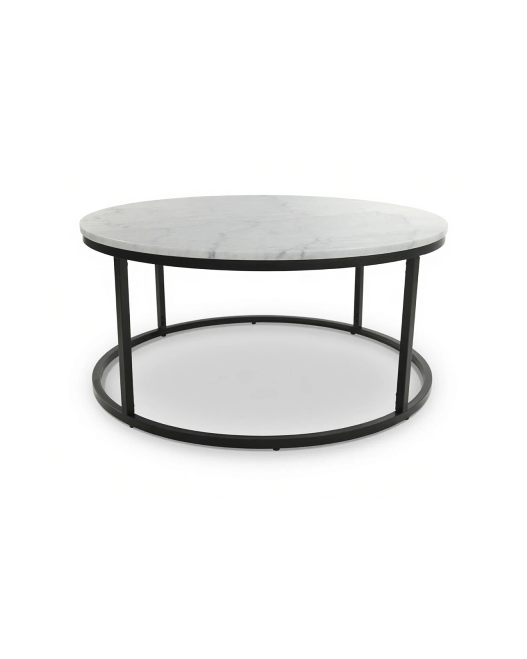 1 Codu Vela Steel Frame Marble Top Coffee Table 85x85x40cm - Black, 1 of 8