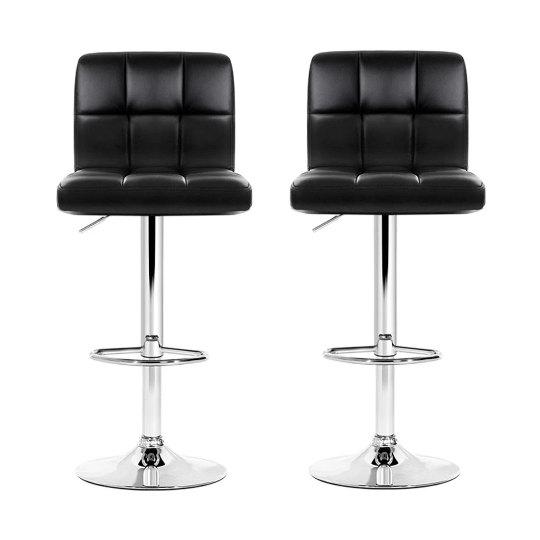 4 Artiss 2x Bar Stools Leather Gas Lift - Black, 4 of 9