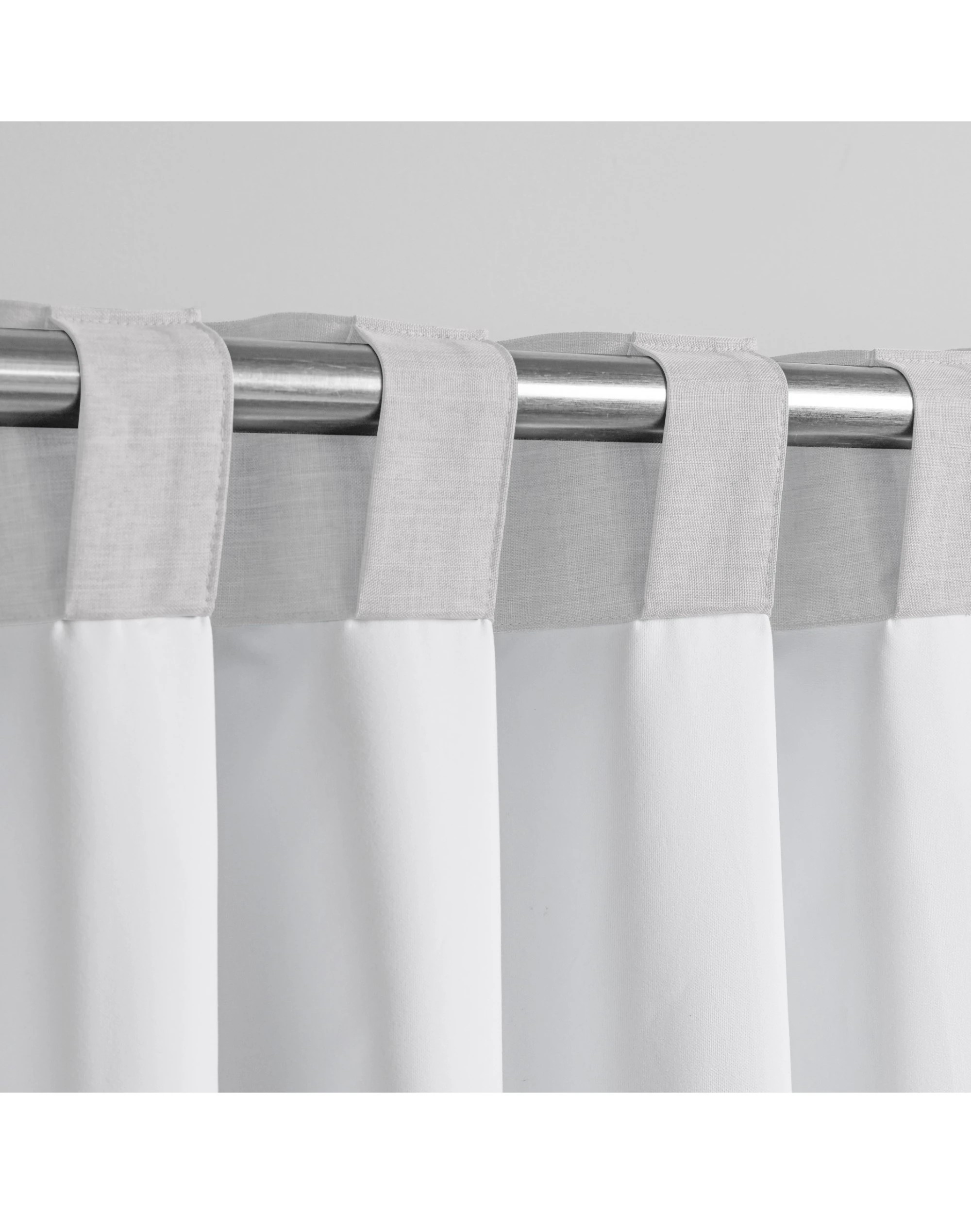 3 Sherwood Faux Linen 100% Blockout Concealed Tab Top Curtain Pair 90x223cm - Grey, 3 of 6