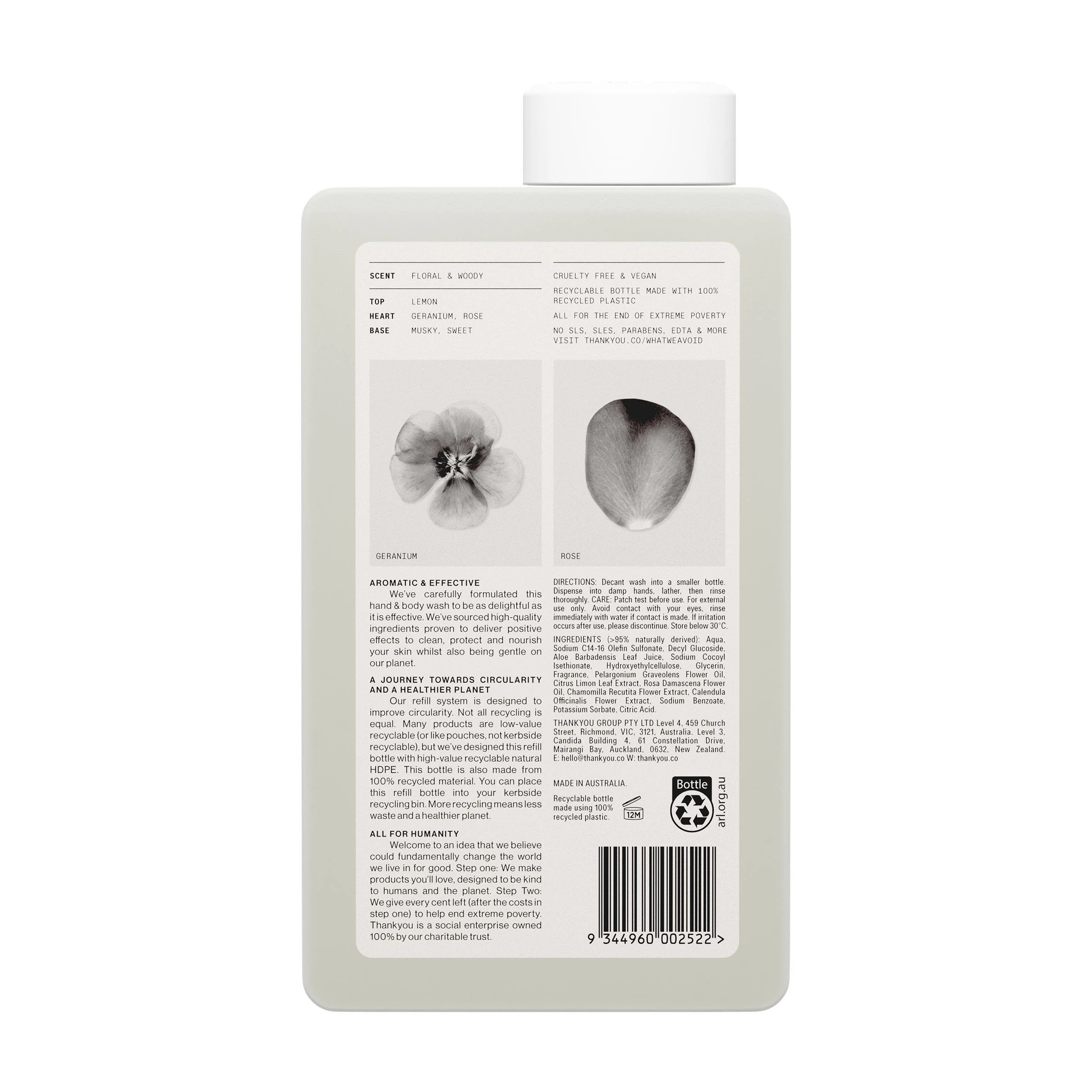 2 Thankyou Hand & Body Wash Refill 1L - Botanical Geranium, Rose & Wood, 2 of 2