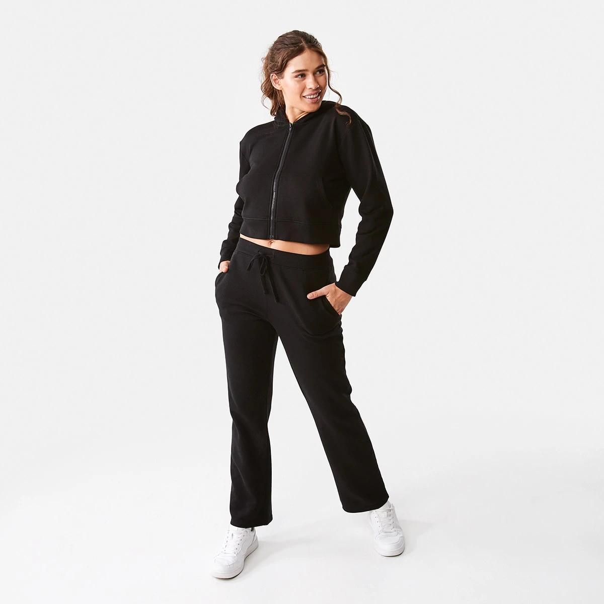 2 Active Womens Wide Leg Trackpants Black, 2 of 6