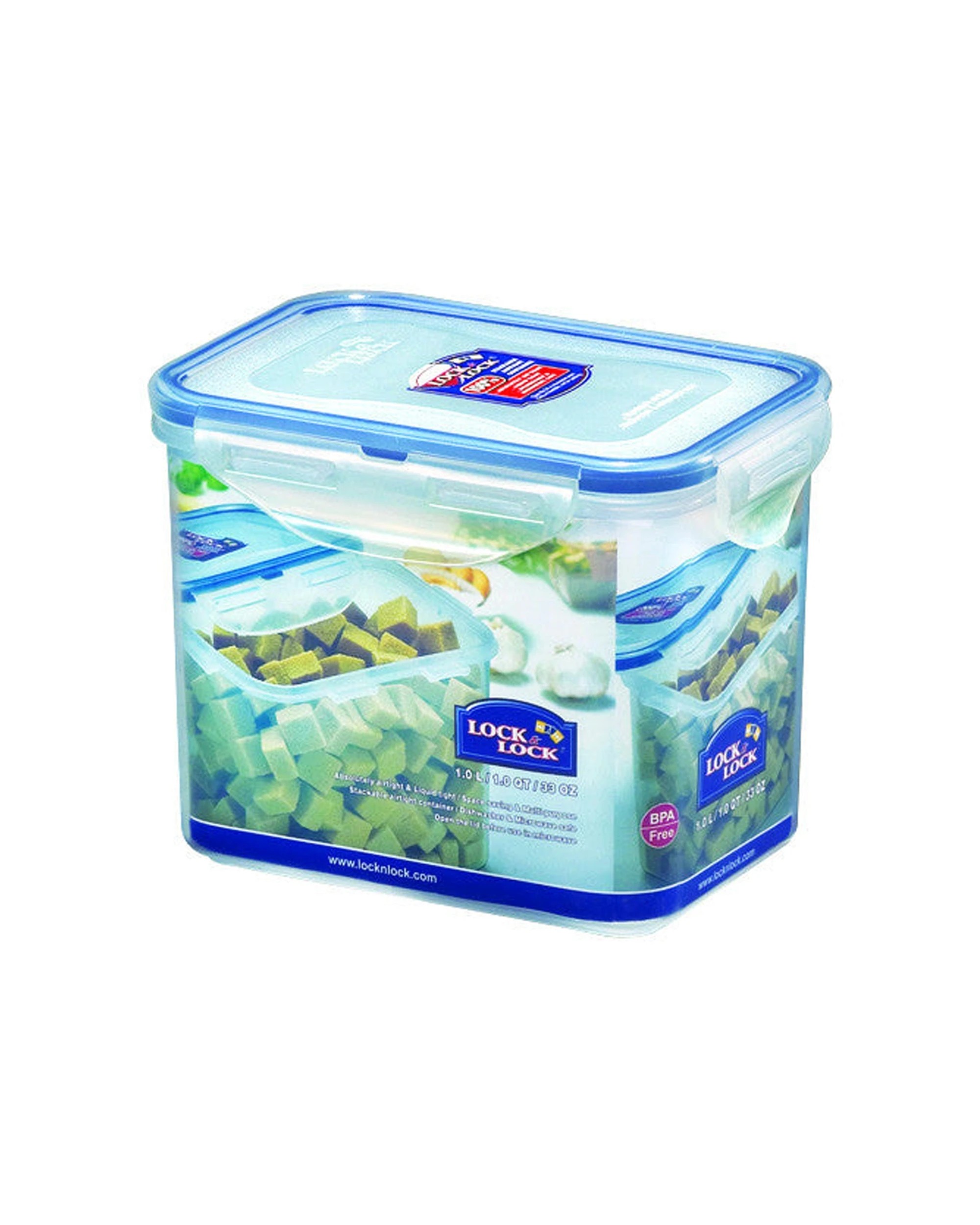 1 Lock & Lock Food Storage Container Airtight Stackable Durable 1L Plastic Container - Clear, 1 of 1