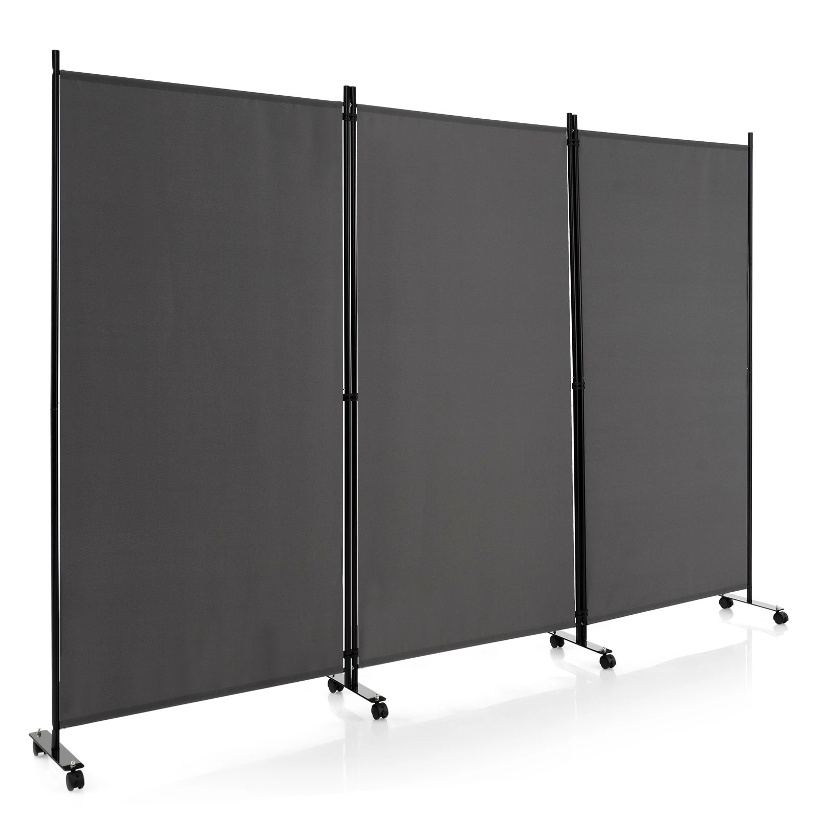 1 Costway 3 Panels Folding Tall Room Divider Mobile Privacy Screen Wall Partition Home Office - Grey, 1 of 3