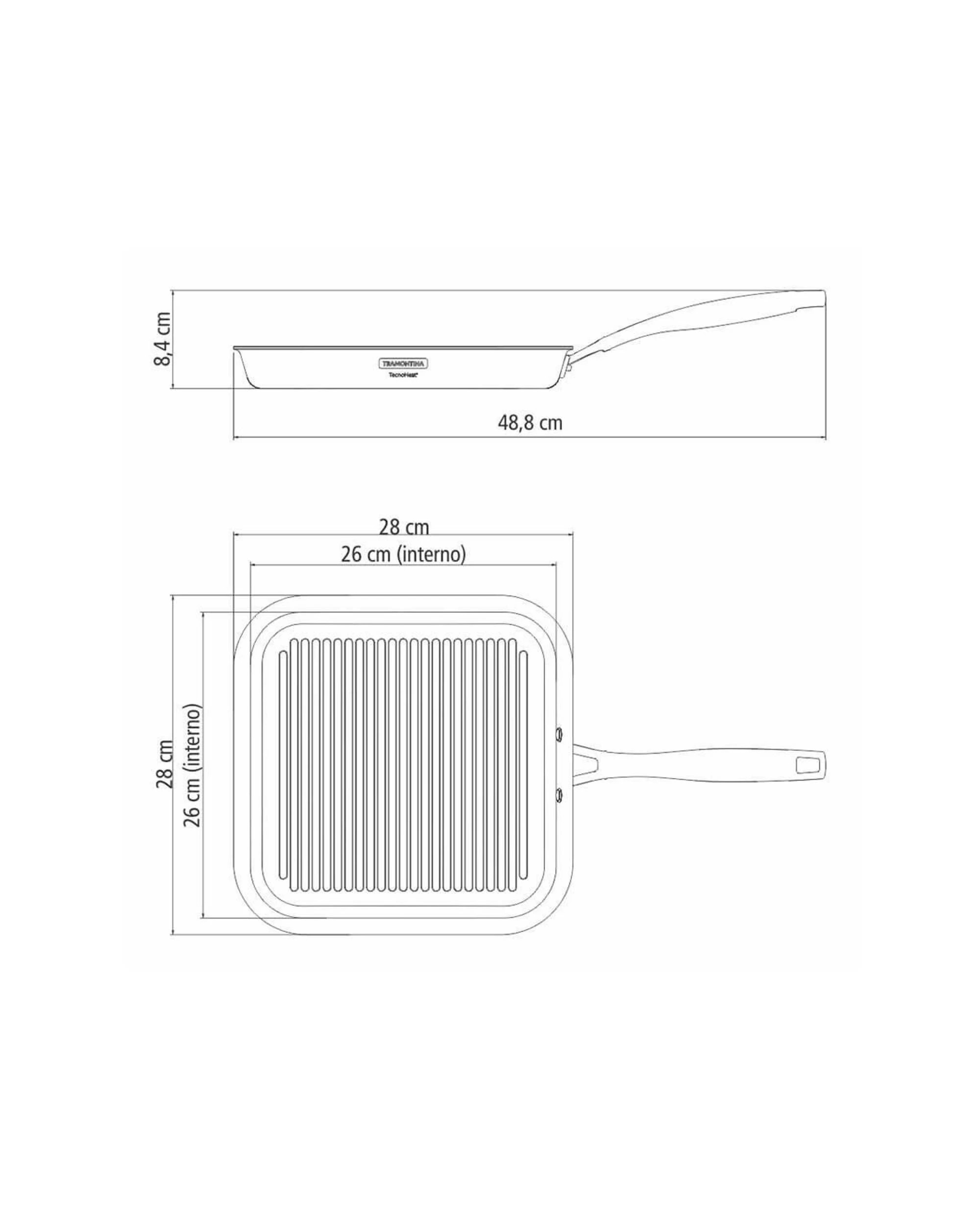 6 Tramontina Grano 28cm Tri-Ply Clad Skillet Grill Pan, 6 of 6