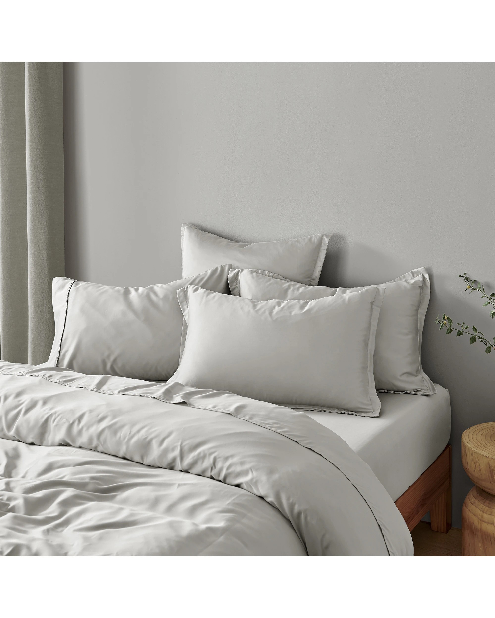 3 Natural Home 400TC 100% Bamboo Sateen Tailored Quilt Cover Set - Queen Bed - Dove Grey, 3 of 7
