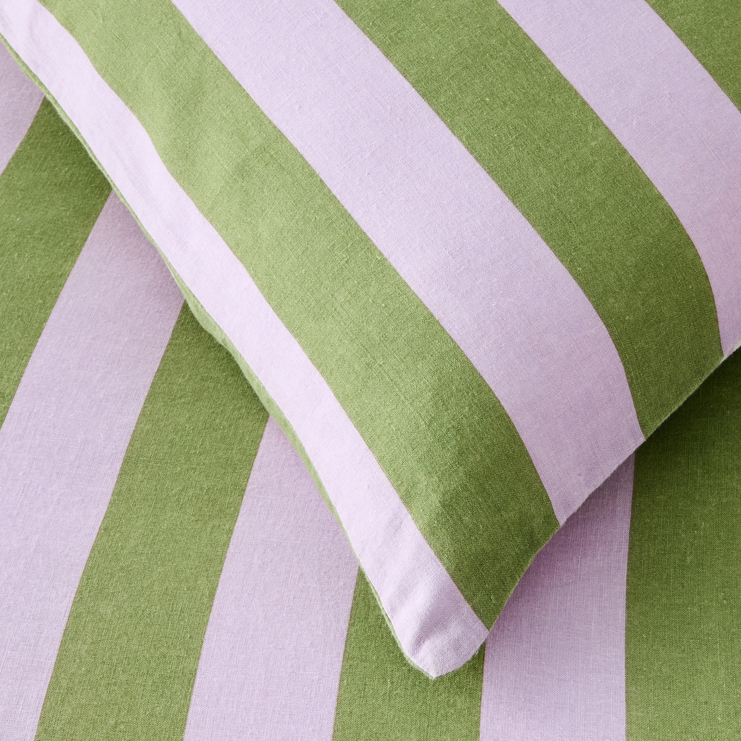 4 Stripe Linen Cotton Quilt Cover Set - King Bed, Lilac and Green, 4 of 8