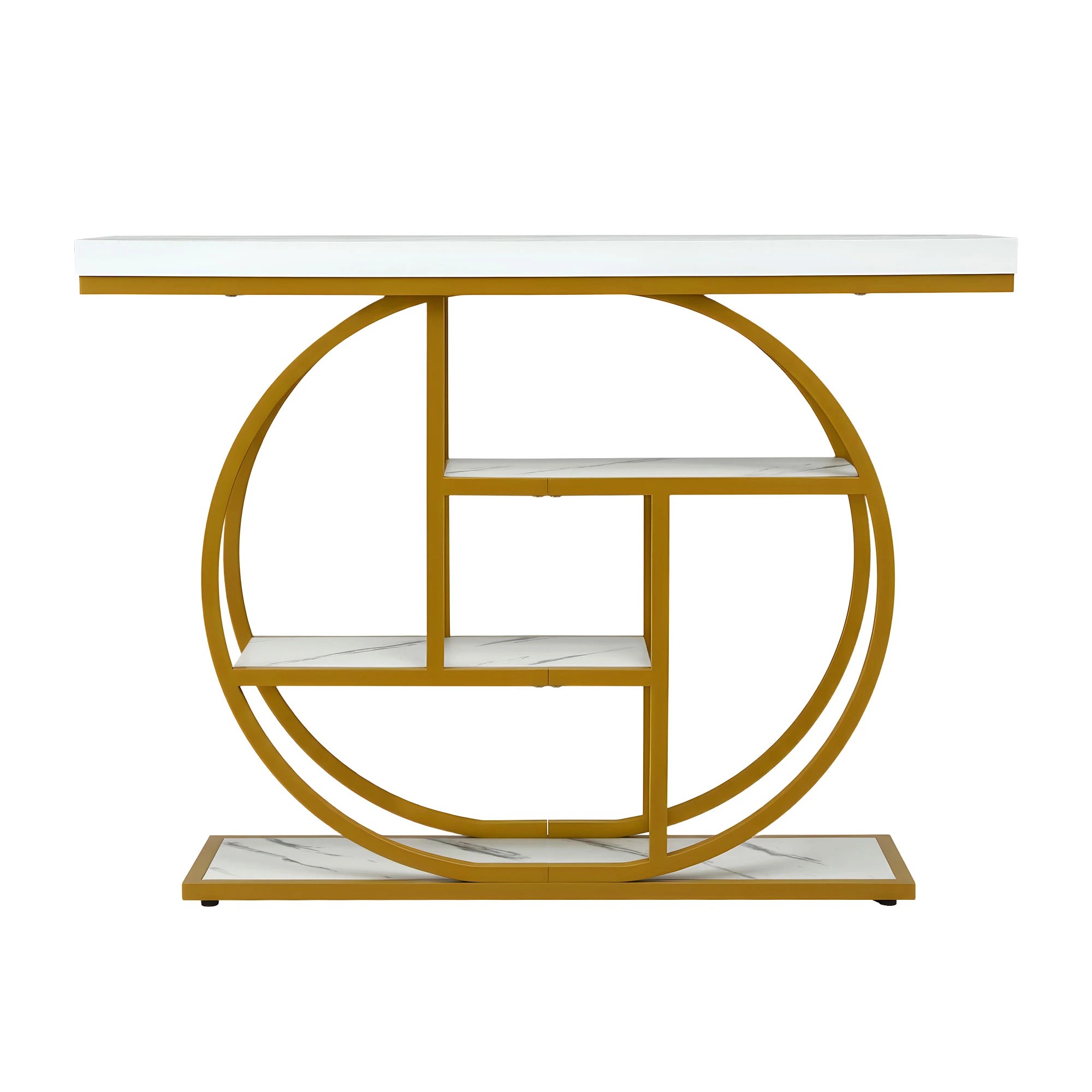 4 Artiss Console Table Marble Effect 4-Tier Shelves Entryway Desk 105CM - Multi, 4 of 9