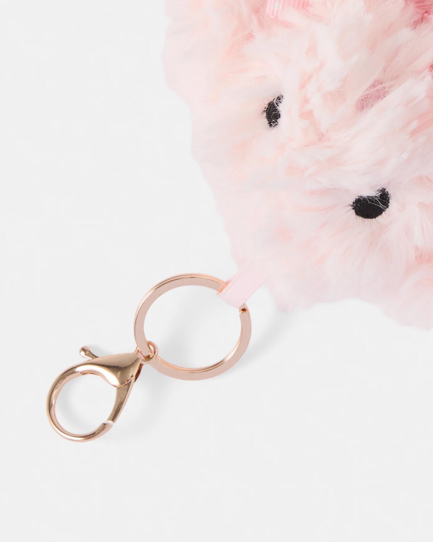 3 Fluffy Bunny Charm Keyring - Pink Pink, 3 of 3