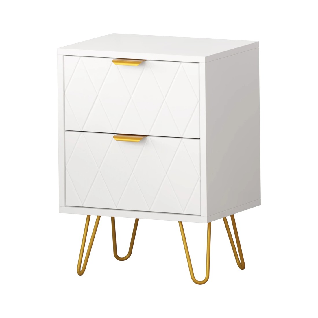 1 Oikiture Bedside Table 2 Drawers Gold Metal Nightstand, 1 of 9