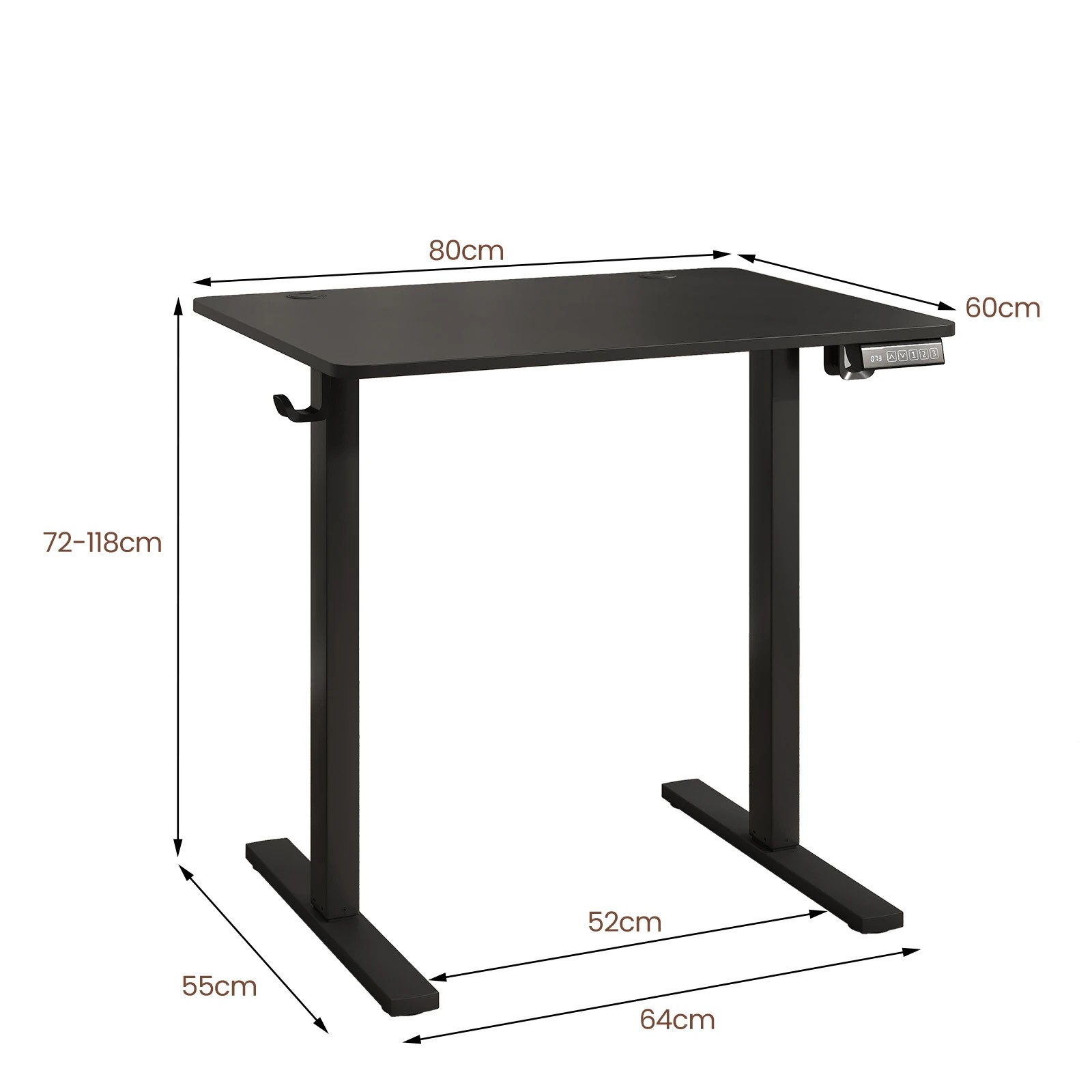 2 Costway Compact Electric Standing Desk Height Adjustable Computer Desk 80 x 60cm - Black, 2 of 4