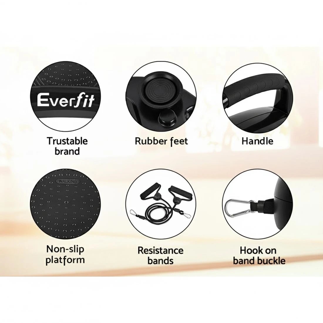 7 Everfit Vibration Machine Platform Vibrator Resistance Rope Home Fitness - Black, 7 of 9