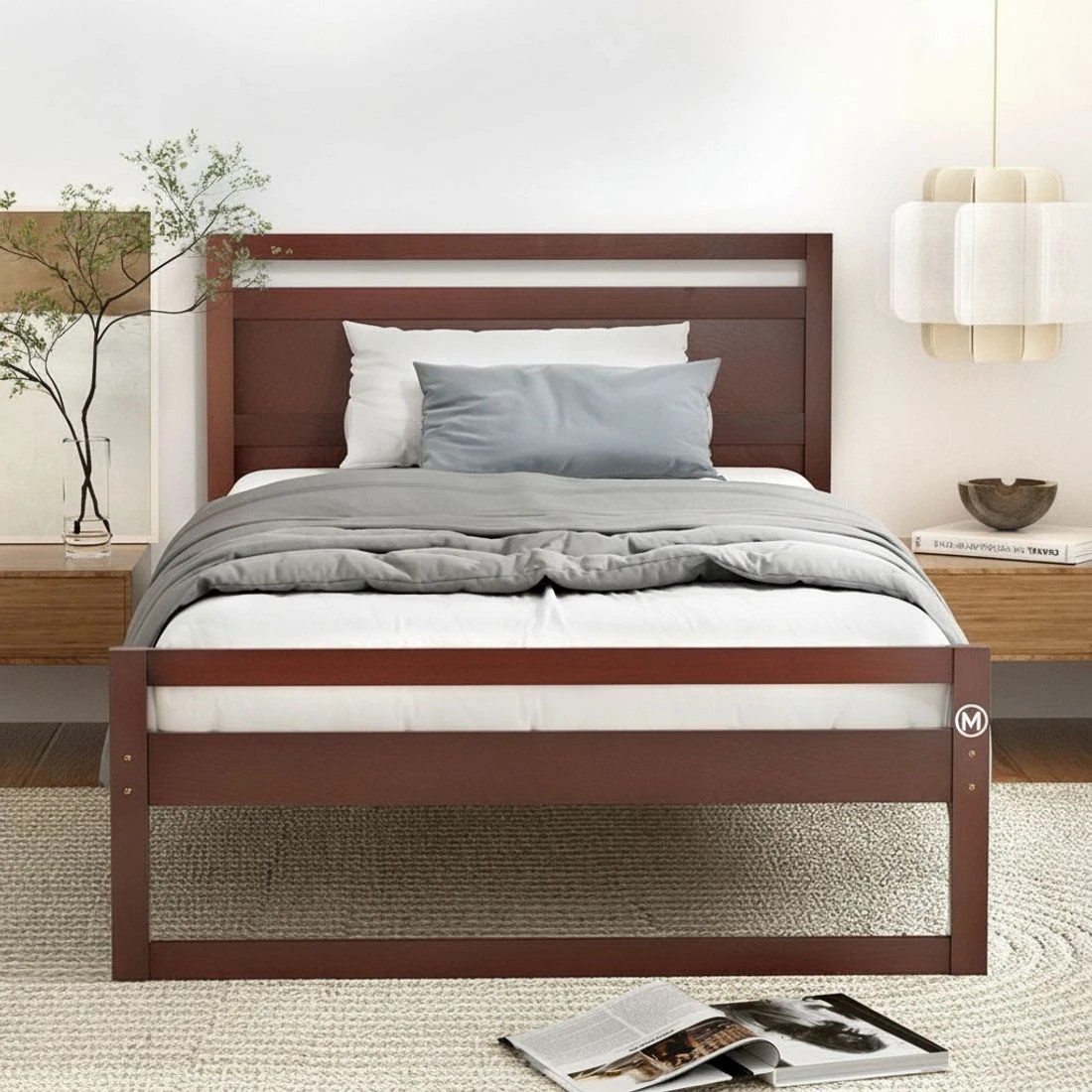 5 Artiss Bed Frame King Single Size Wooden - Brown, 5 of 6