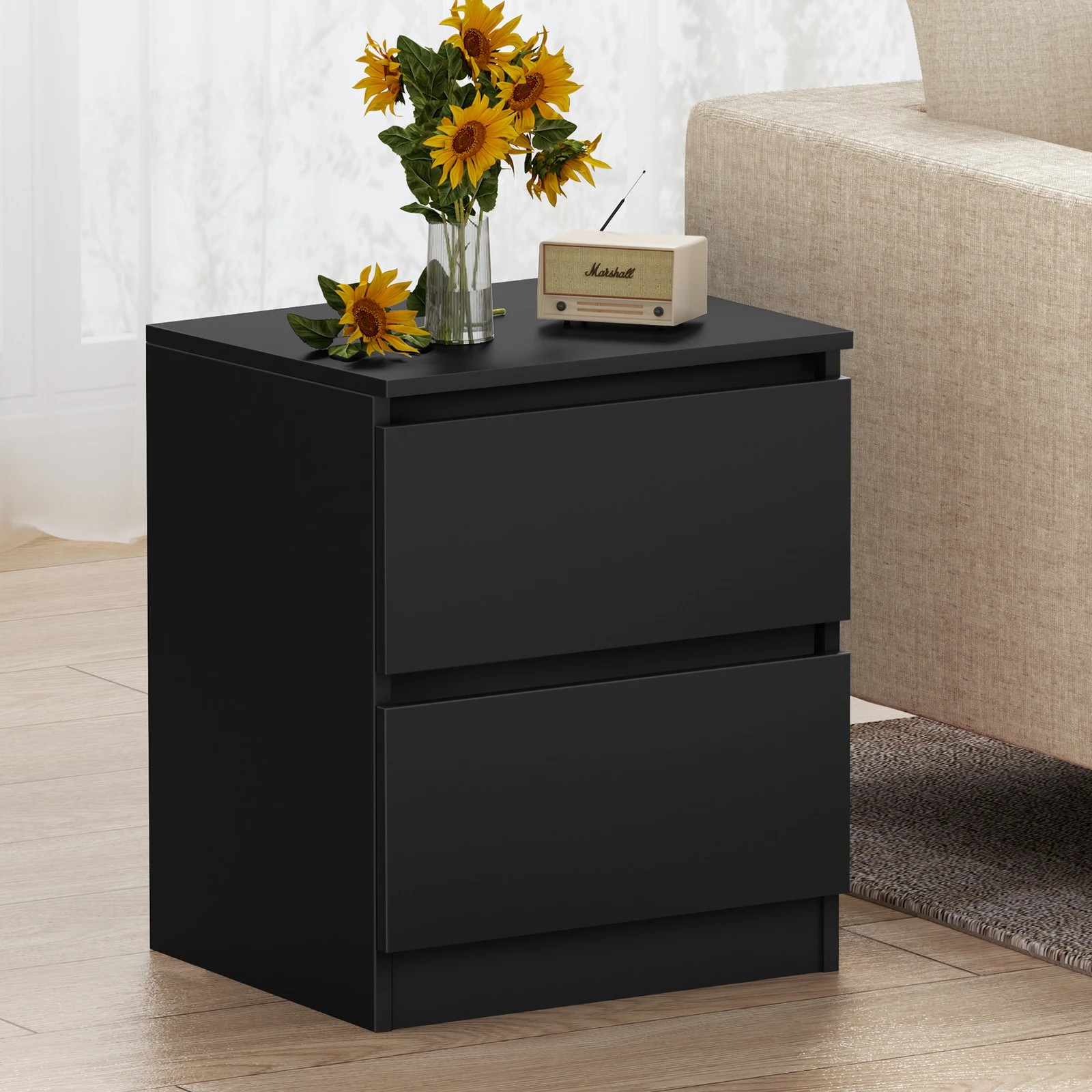 5 Alfordson 2x Bedside Table Nightstand Storage Cabinet Side End Table - Black, 5 of 10