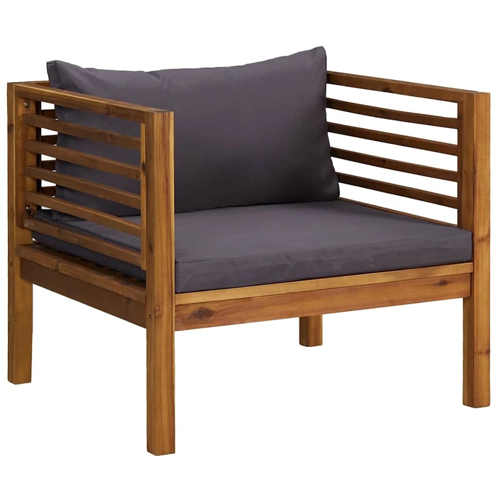 4 Vidaxl 6 Piece Garden Lounge Set With Cushion Solid Acacia Wood - Grey, 4 of 8