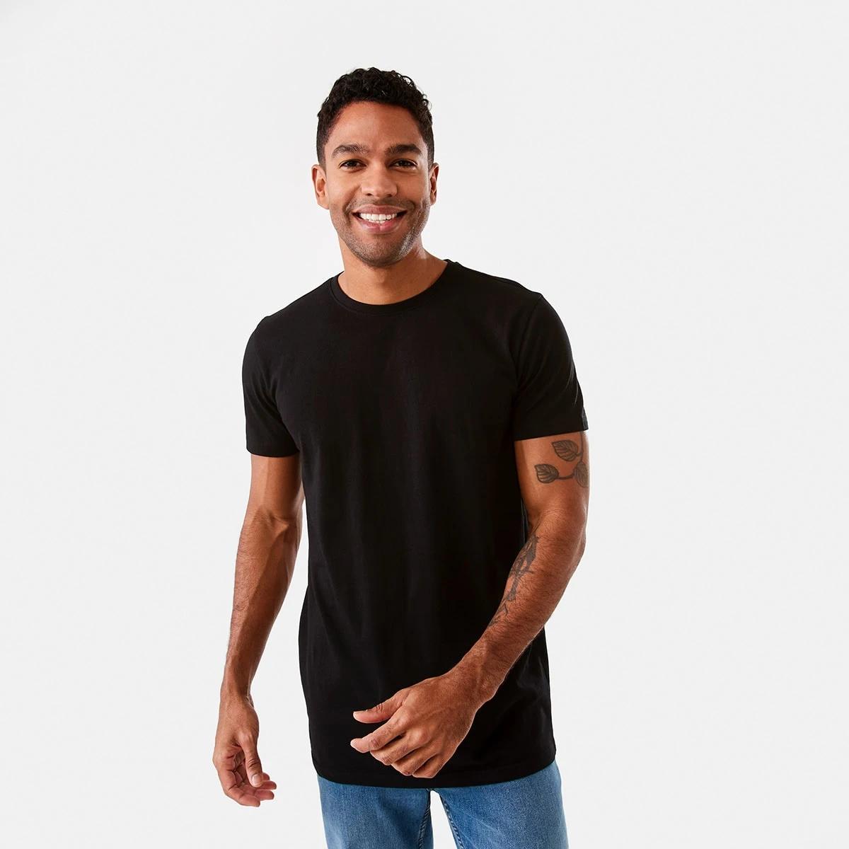 1 Australian Grown Cotton Longline T-shirt Black, 1 of 6