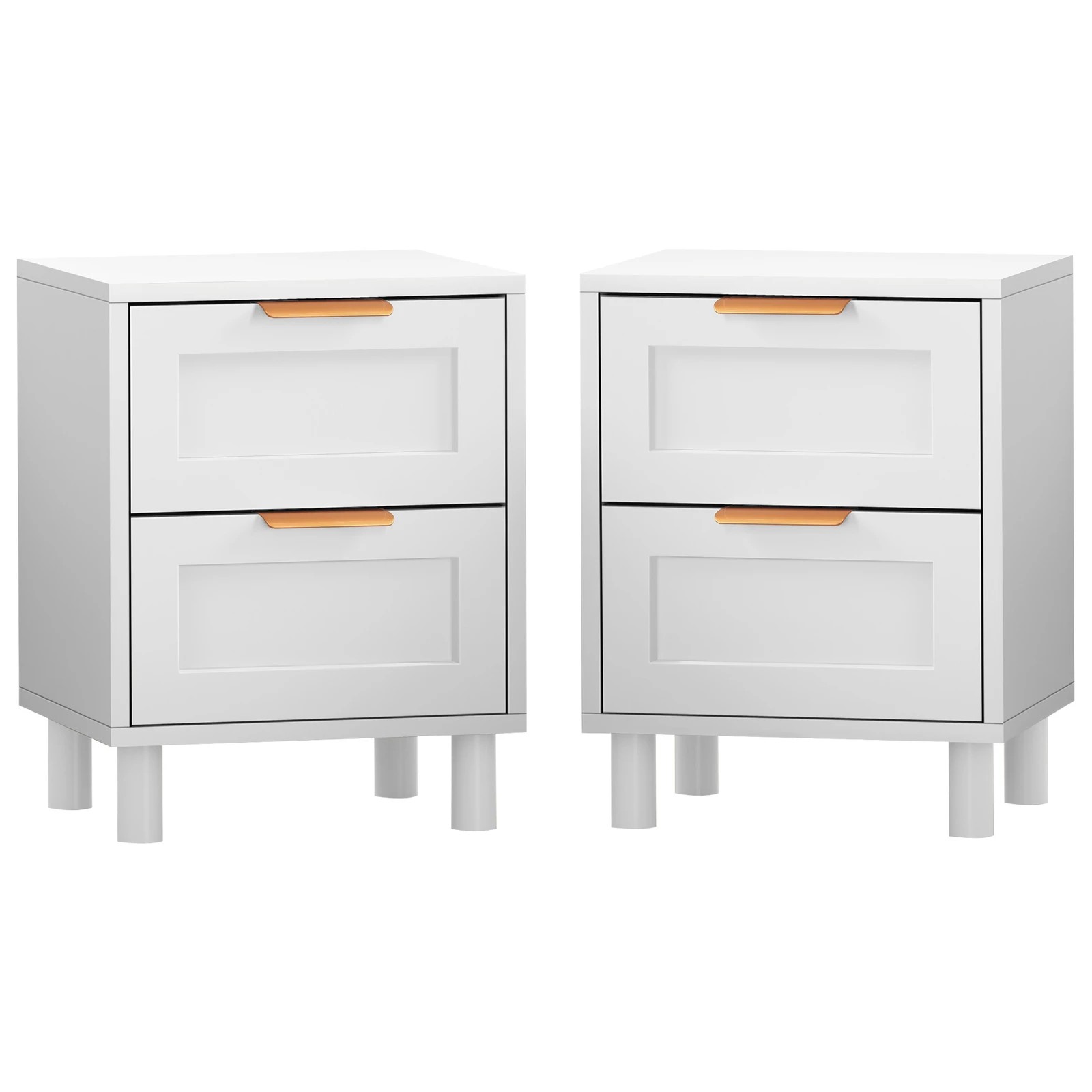 1 Alfordson 2x Bedside Table Side Storage Nightstand 2 Drawers Cabinet - White, 1 of 10