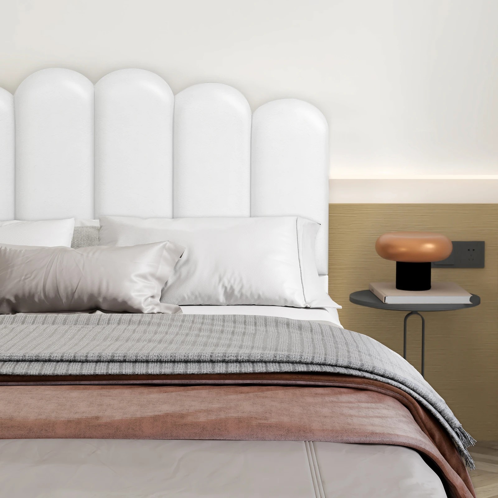 4 Alfordson Bed Frame King Single Upholstered Platform Base Leather Tania - White, 4 of 10