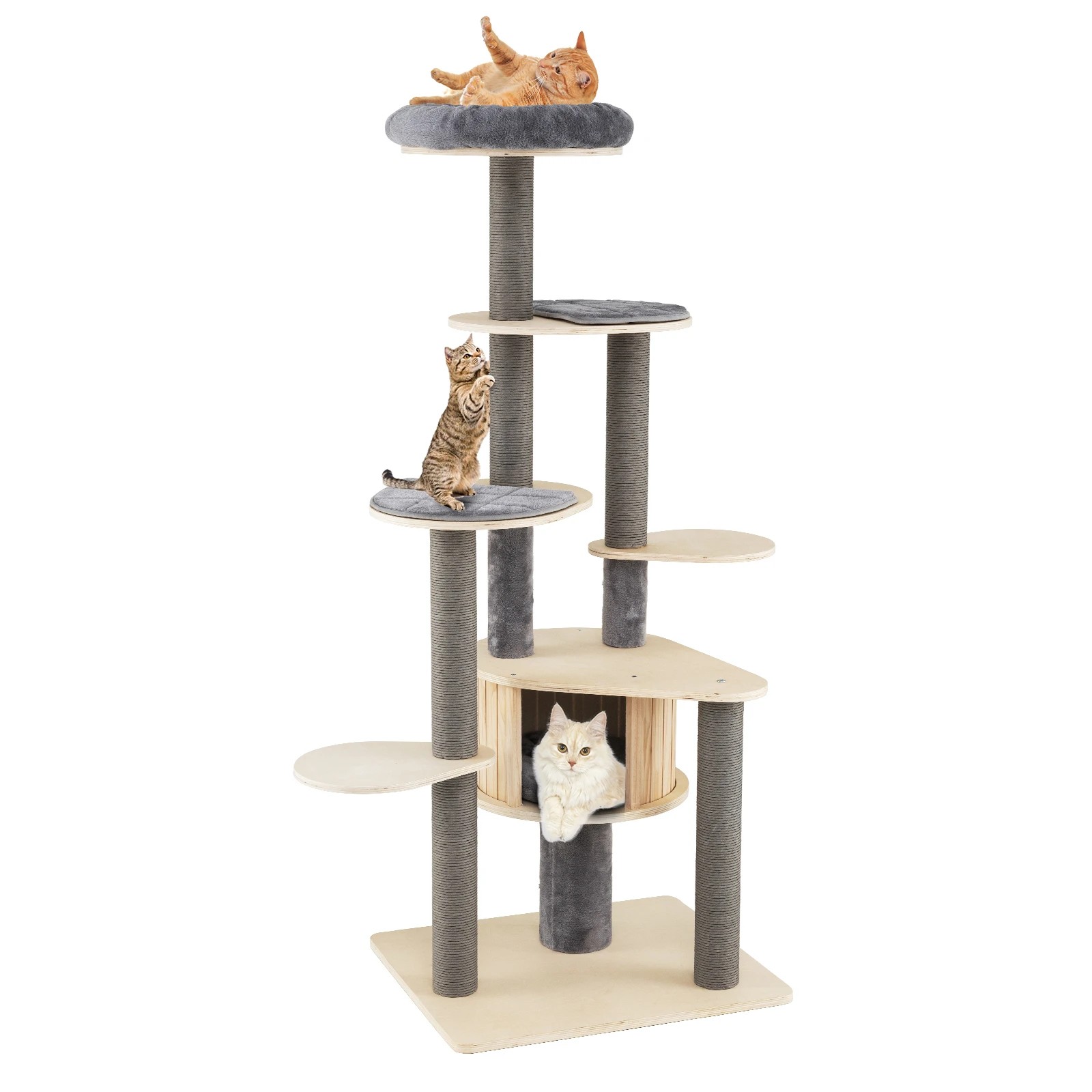 6 Costway 172cm Multi-level Cat Tower w/Scratching Posts Condo Indoor Kitty Tree, 6 of 7