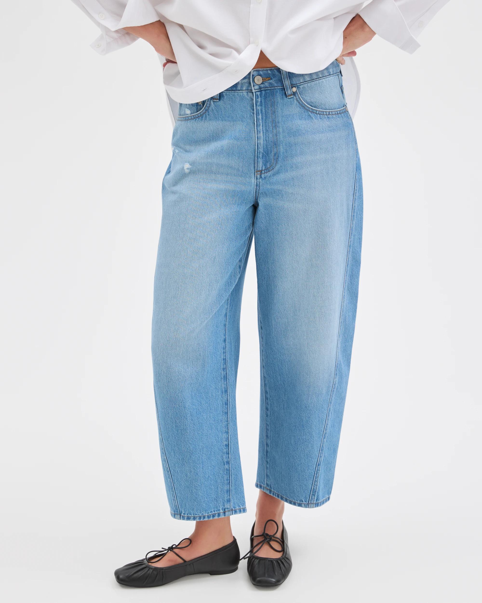 3 Target Denim Harper Barrel Leg Denim Jeans FADED BLUE, 3 of 7