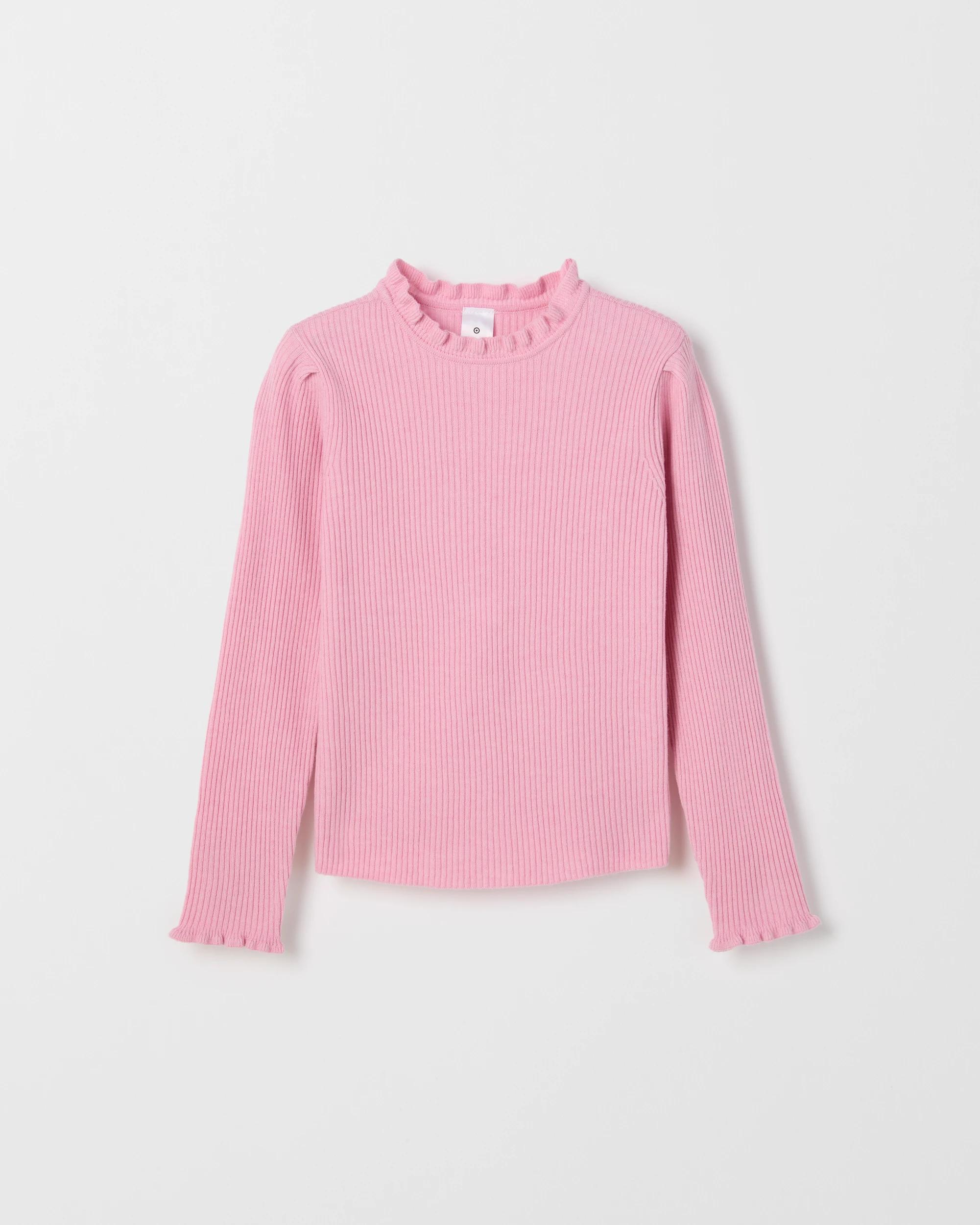 1 Target Kids Long Sleeve Rib Knit Top DUSTY PINK, 1 of 1