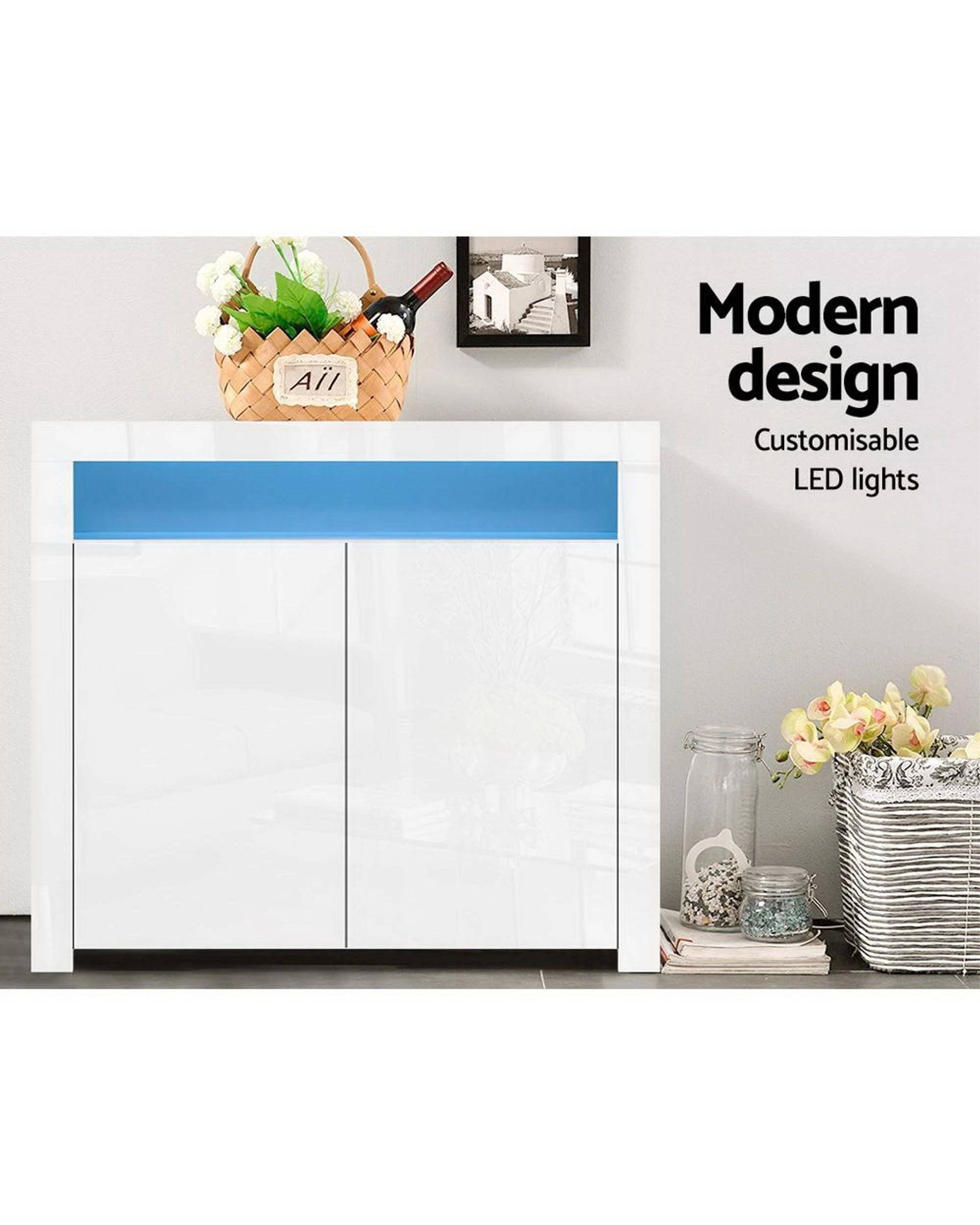 3 Artiss Buffet Sideboard Led
 - White, 3 of 3