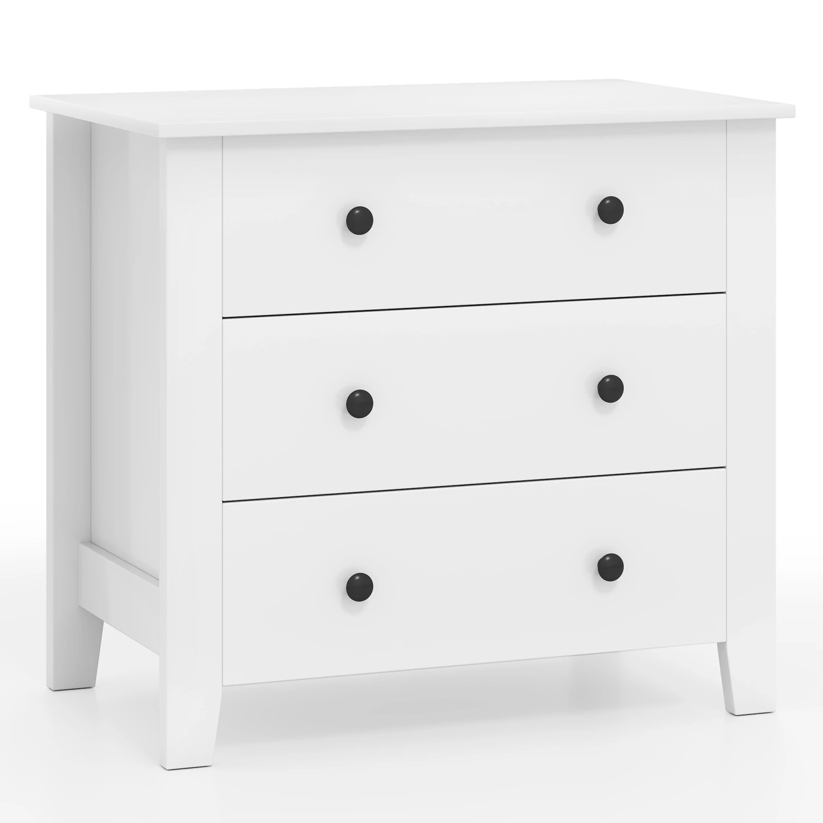 1 Costway 3 Chest of Drawer Bedside Table 3-Drawer Dresser Nightstand Side Cabinet w/Open Shelf - White, 1 of 4