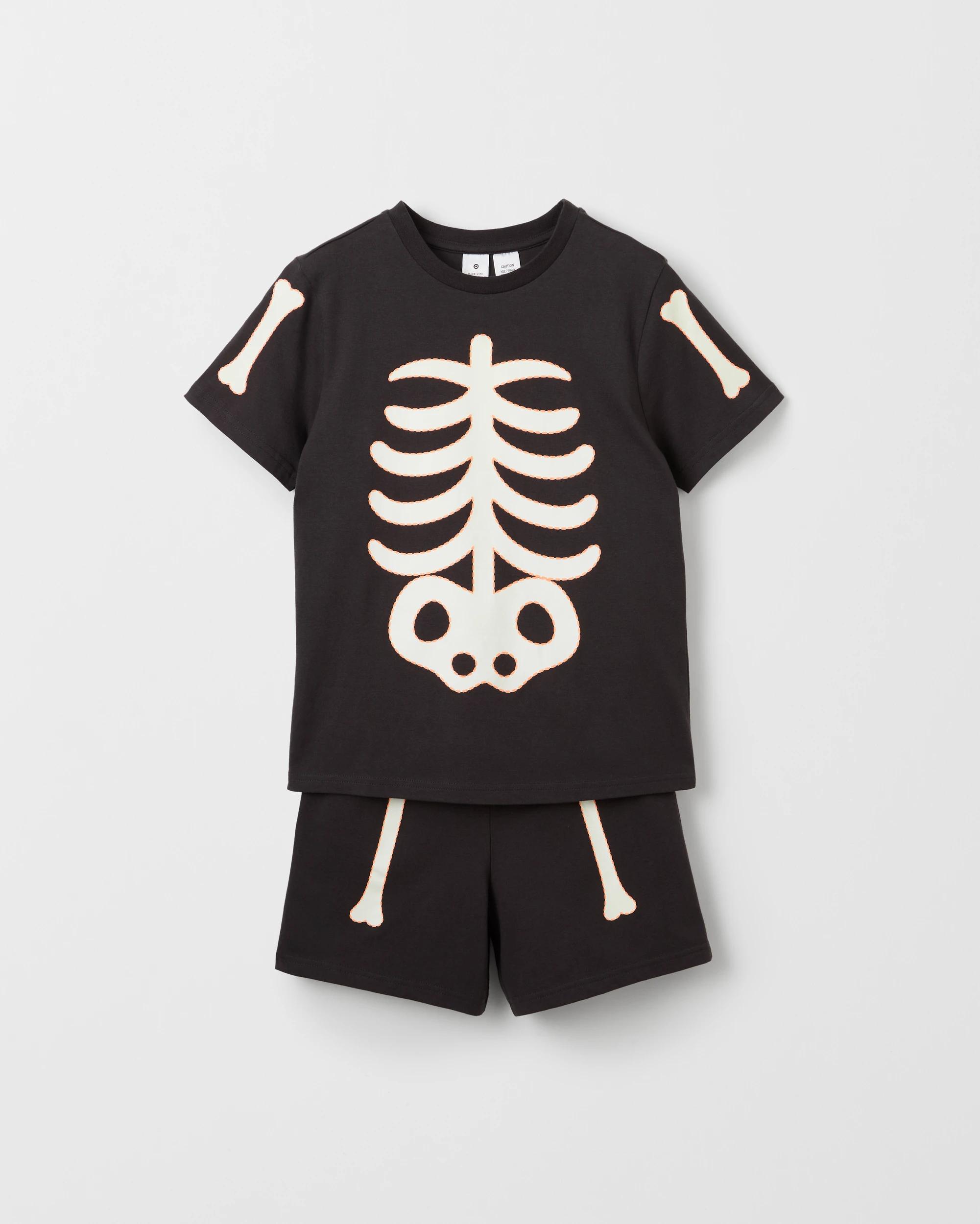 8 Target Kids Sibling Matching Organic Cotton Older Kids Pyjama Set BLACK SKELETON, 8 of 9